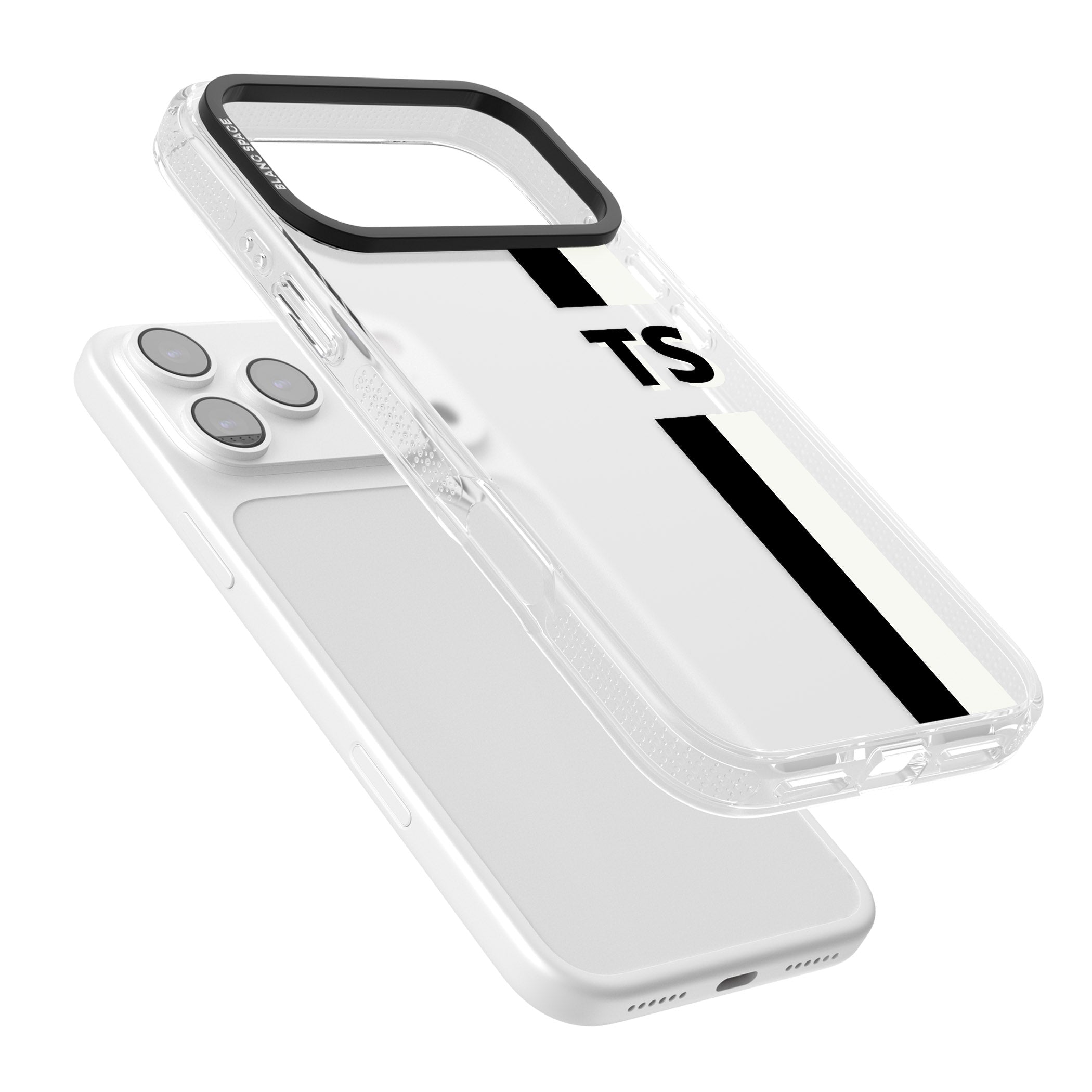 Personalised Black And White Stripe iPhone 17 Pro Max Impact Air Clear Phone Case Colours