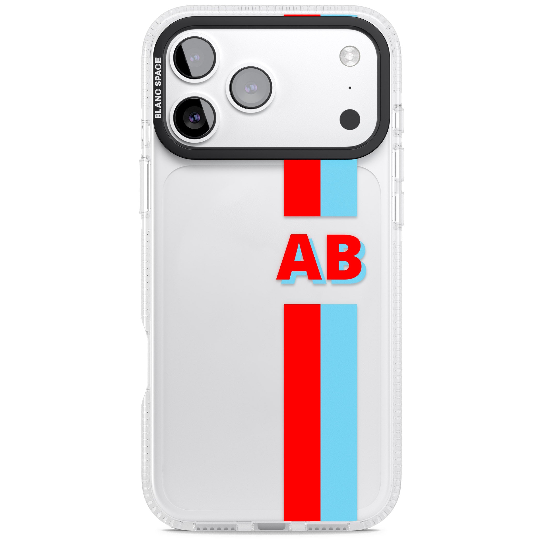 Personalised Bold Striped iPhone 17 Pro Impact Air Clear Phone Case