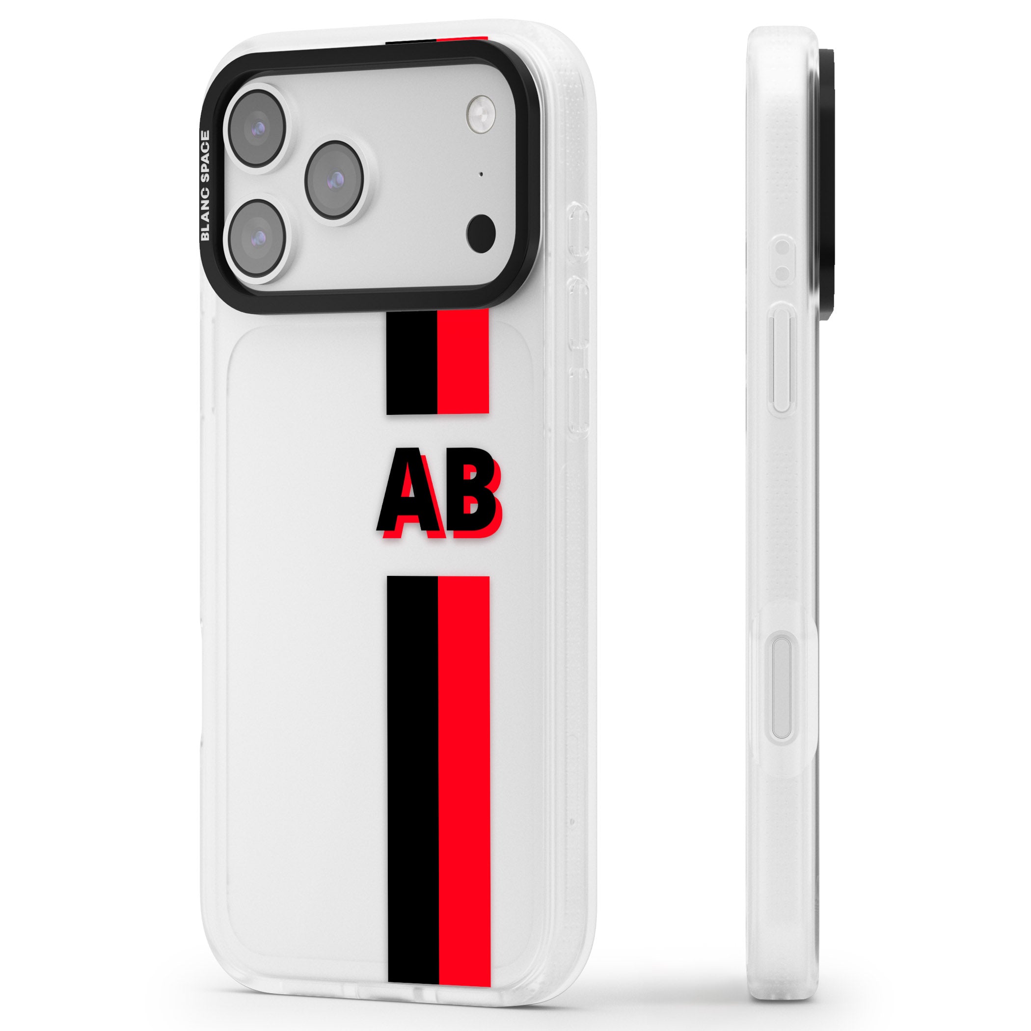 Personalised Bold Stripe iPhone 17 Pro Max Impact Air Clear Phone Case Side Profile