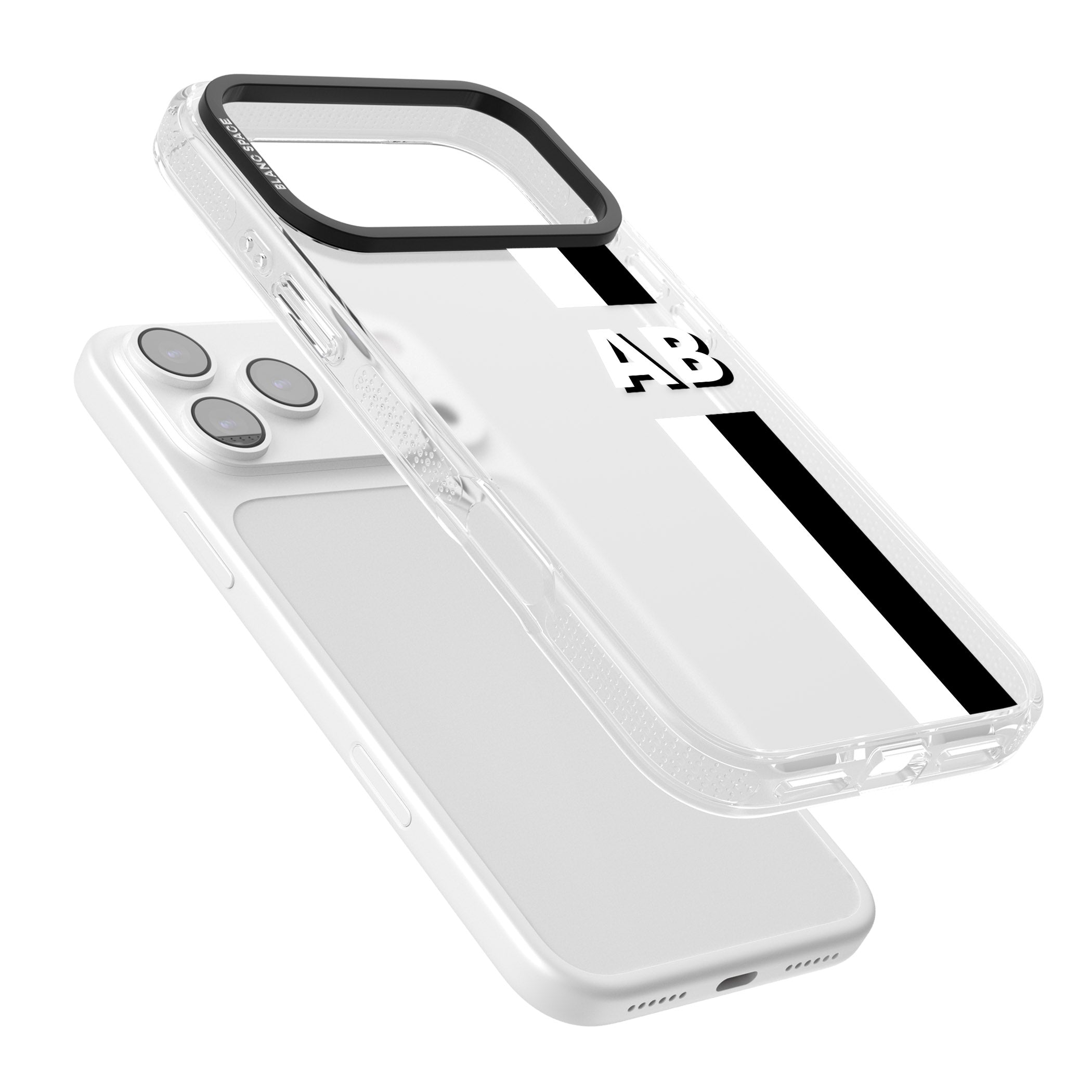 Personalised Bold Two Stripe Name iPhone 17 Pro Impact Air Clear Phone Case Colours