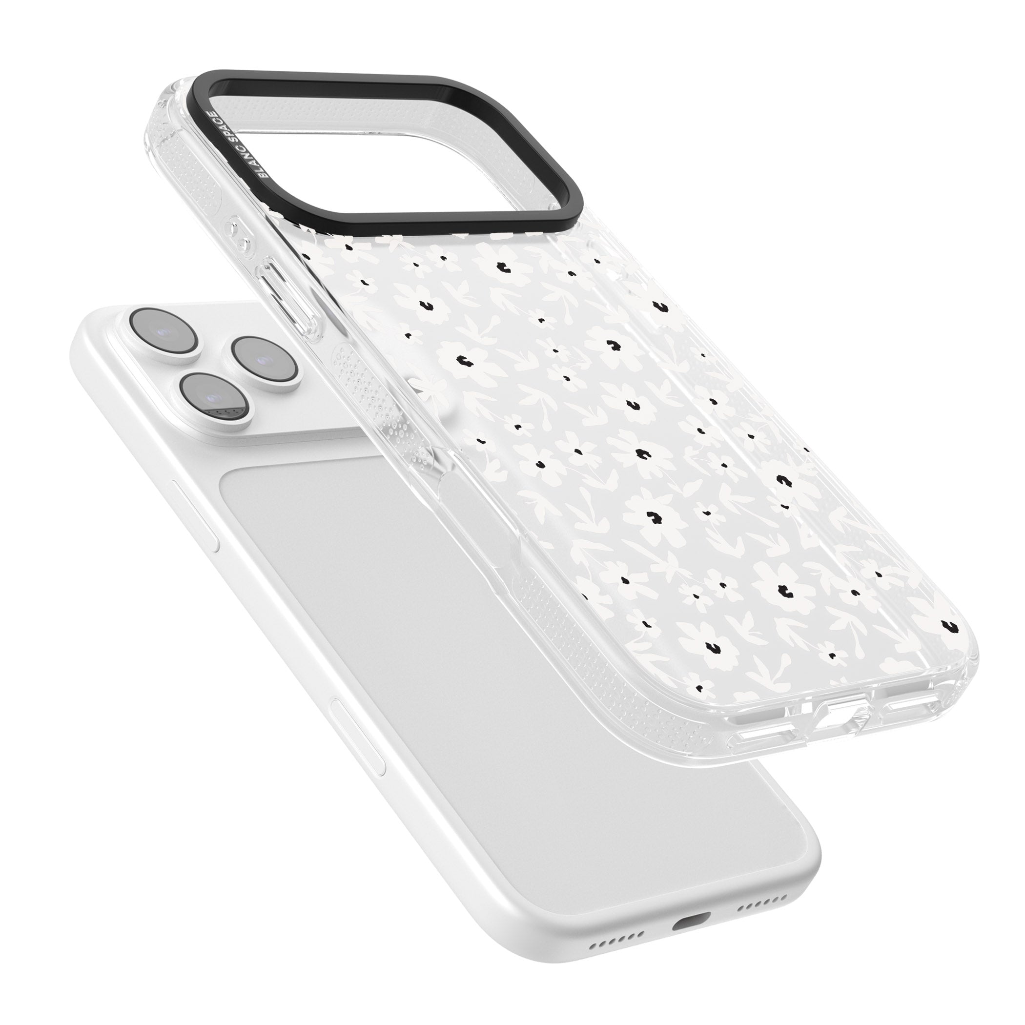 Monochrome Floral iPhone 17 Pro Impact Air Clear Phone Case Colours