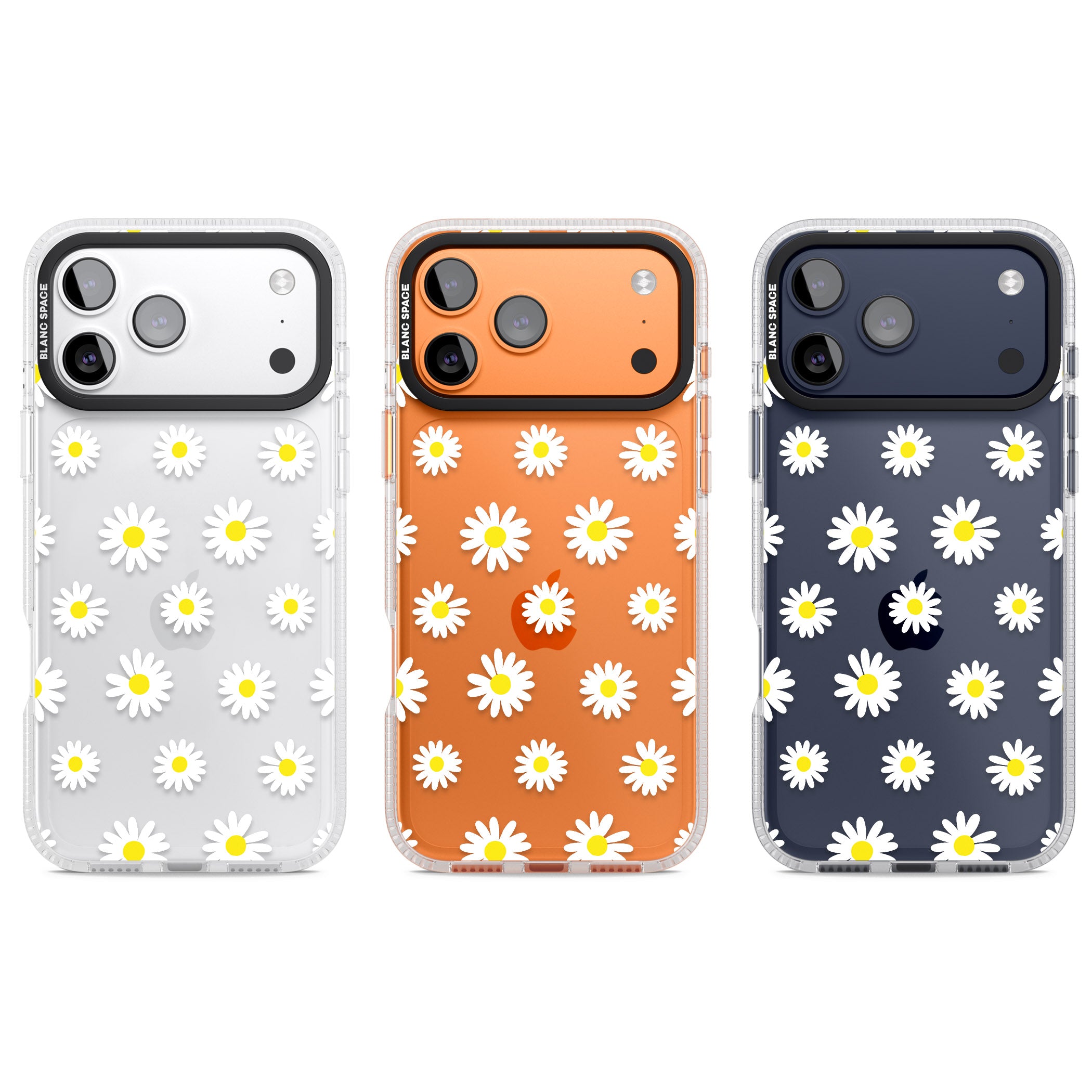 Personalised White Daisy Pattern iPhone 17 Pro Impact Air Clear Phone Case APT Impact Protection