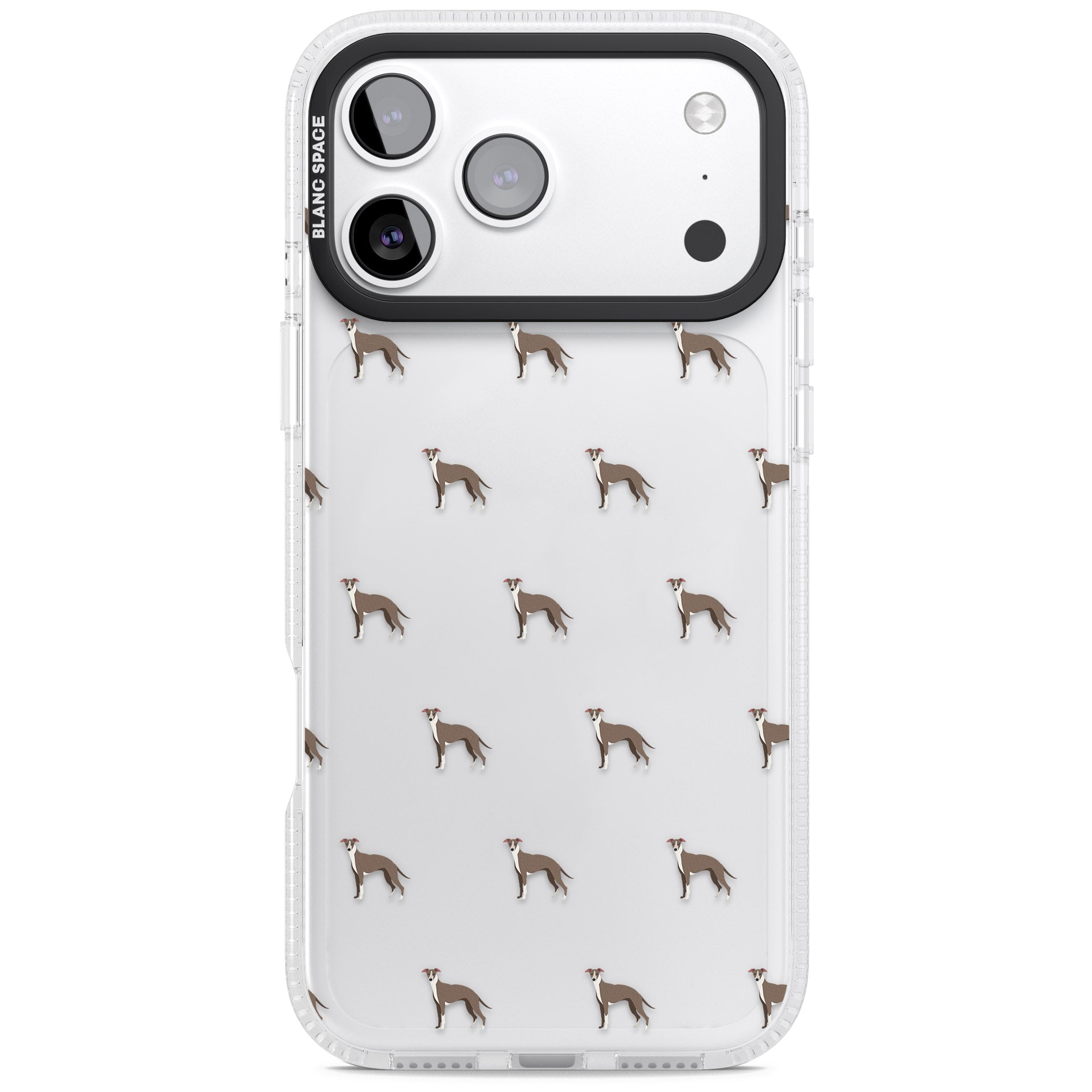 Whippet Dog Pattern Clear iPhone 17 Pro Impact Air Clear Phone Case