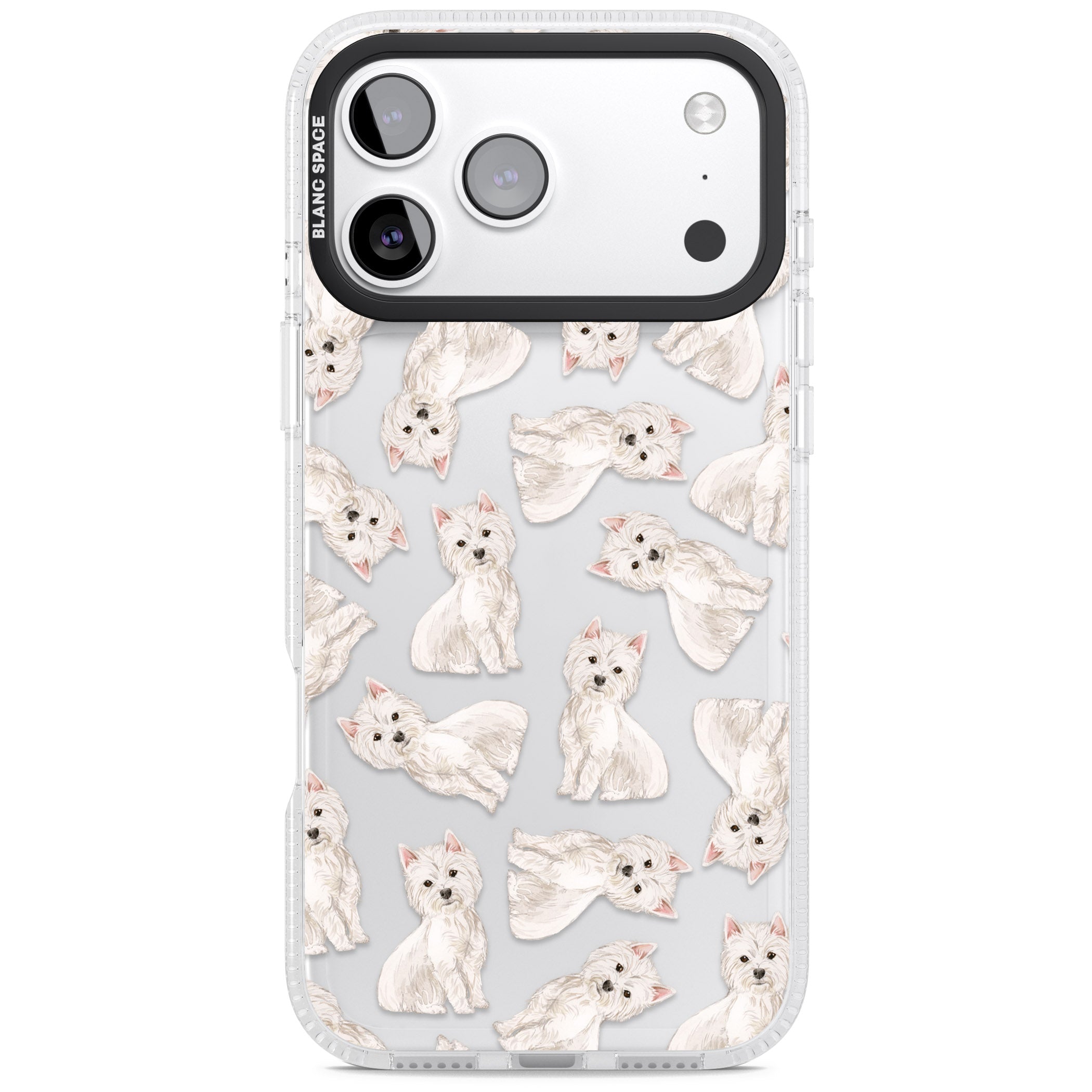 Westie Dog Pattern iPhone 17 Pro Impact Air Clear Phone Case