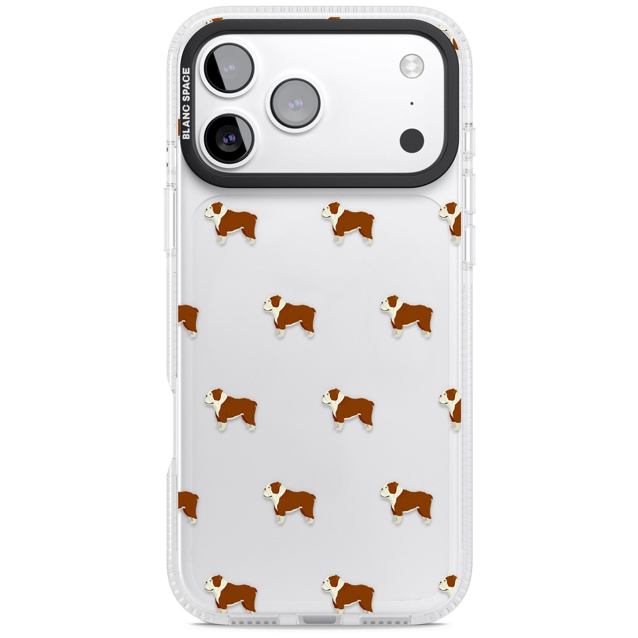 Bulldog Pattern Clear iPhone 17 Pro Impact Air Clear Phone Case