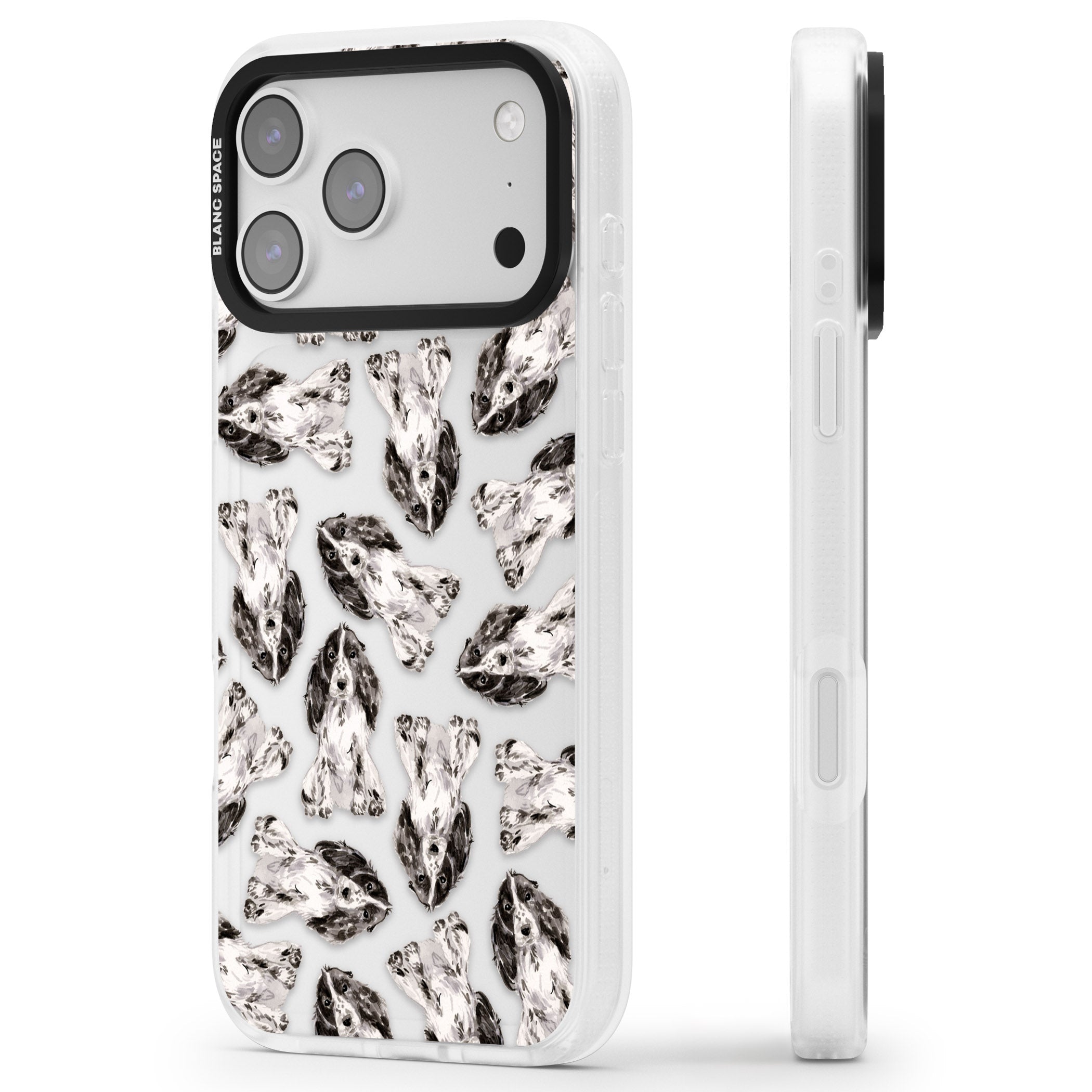 Cocker Spaniel Watercolor Elegance iPhone 17 Pro Impact Air Clear Phone Case Side Profile