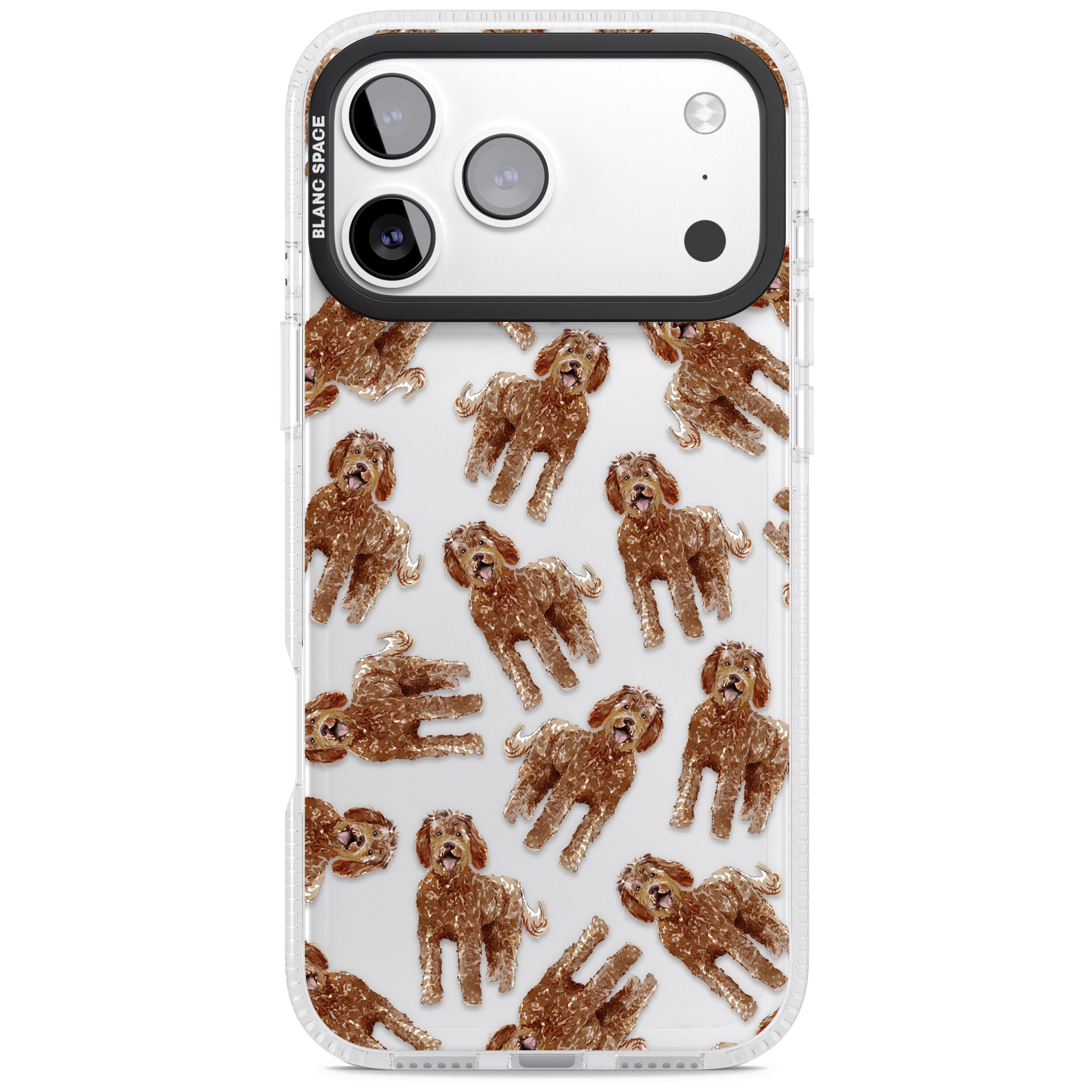 Labradoodle Brown Pattern iPhone 17 Pro Impact Air Clear Phone Case