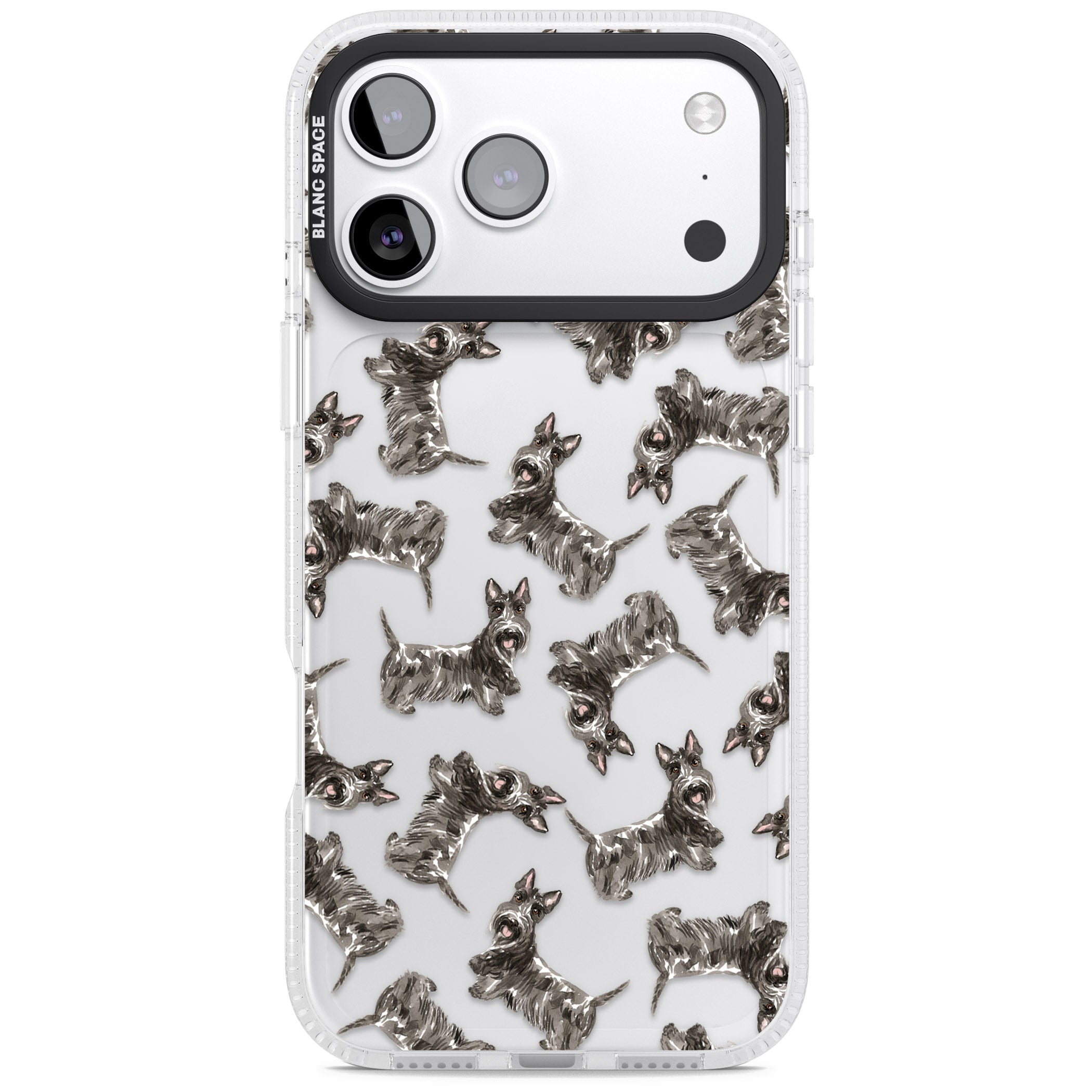 Scottish Terrier Pattern iPhone 17 Pro Impact Air Clear Phone Case