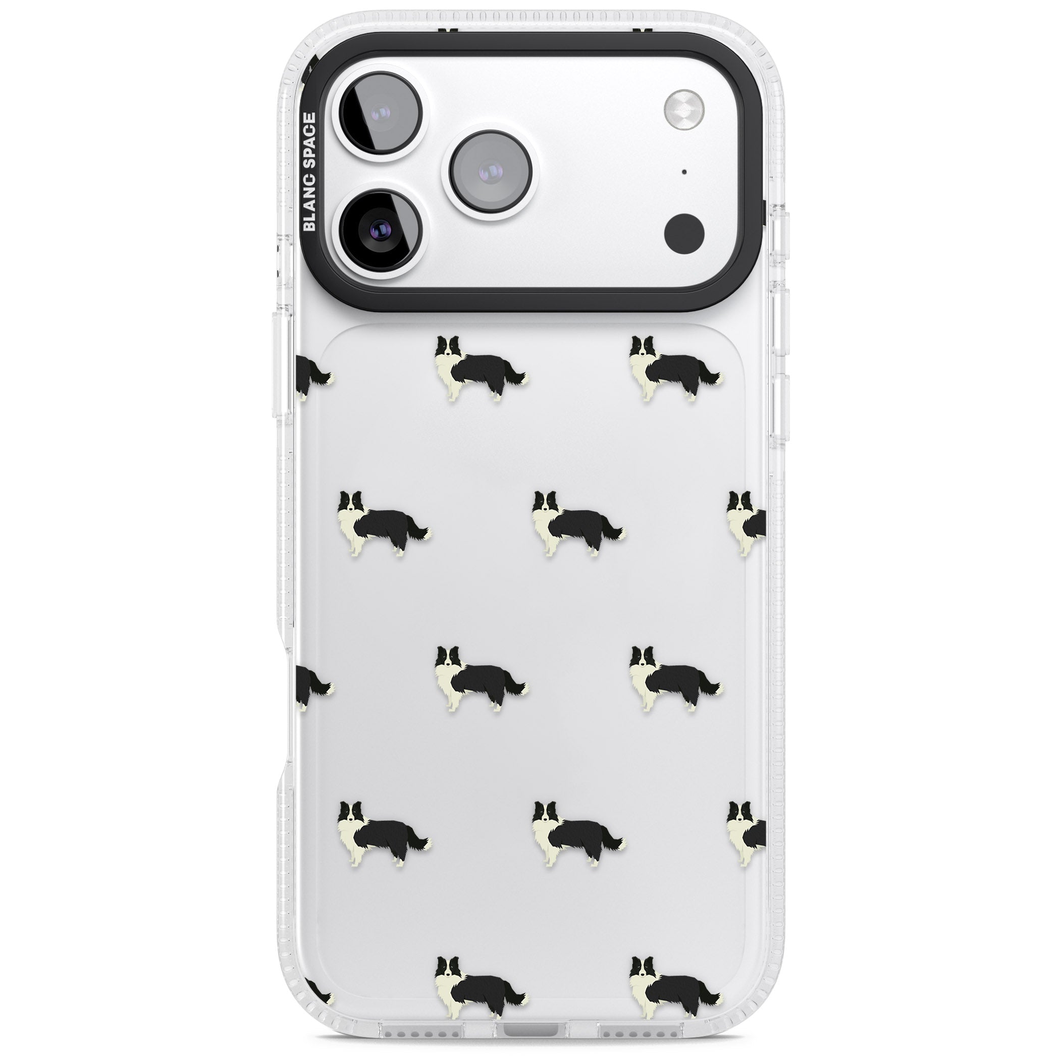 Border Collie Pattern Clear iPhone 17 Pro Impact Air Clear Phone Case