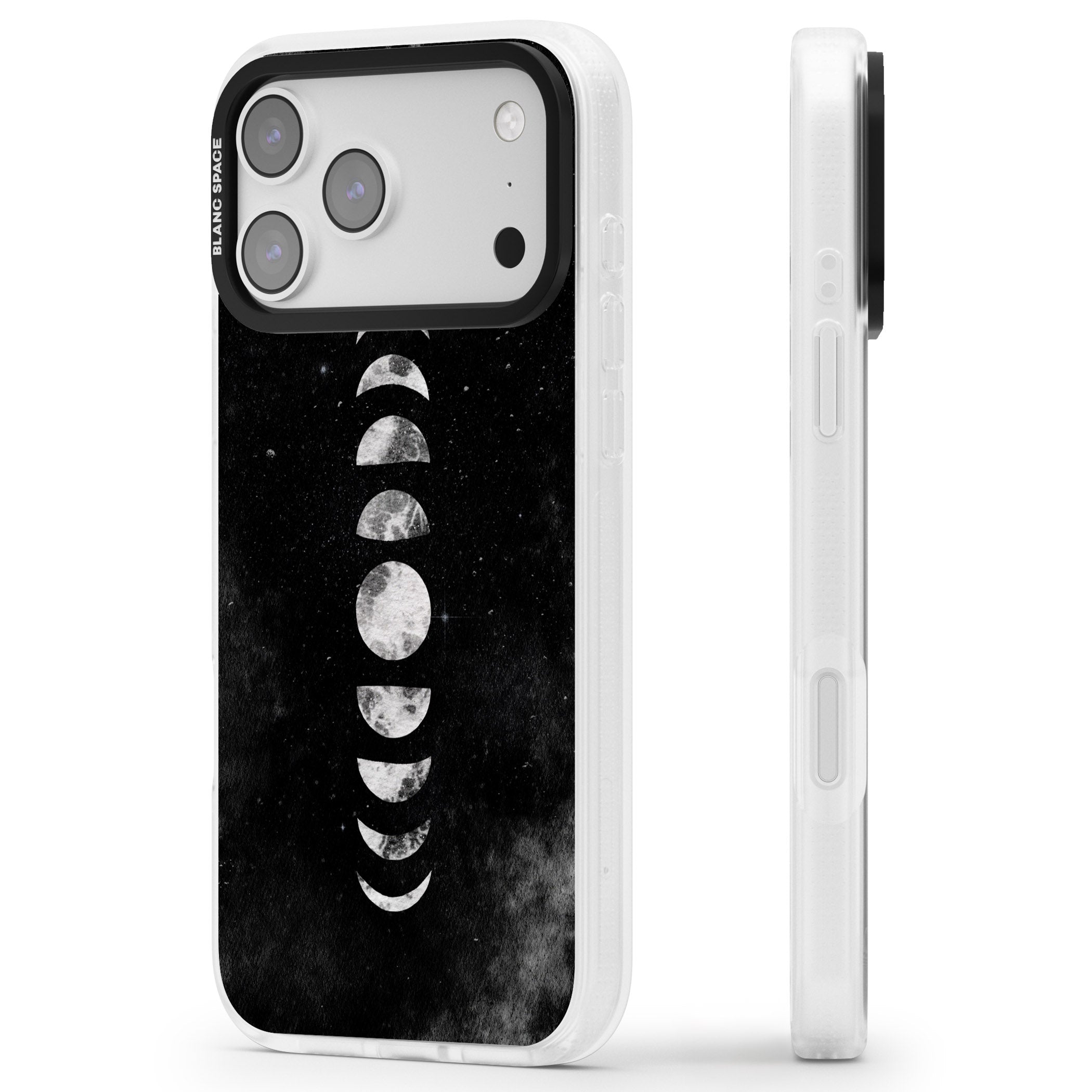 Lunar Phases iPhone 17 Pro Max Impact Air Clear Phone Case Side Profile