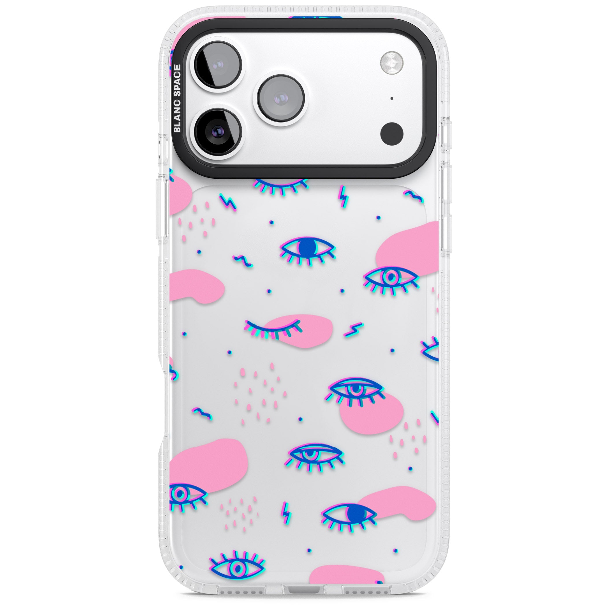 Pink Eye Pattern iPhone 17 Pro Impact Air Clear Phone Case
