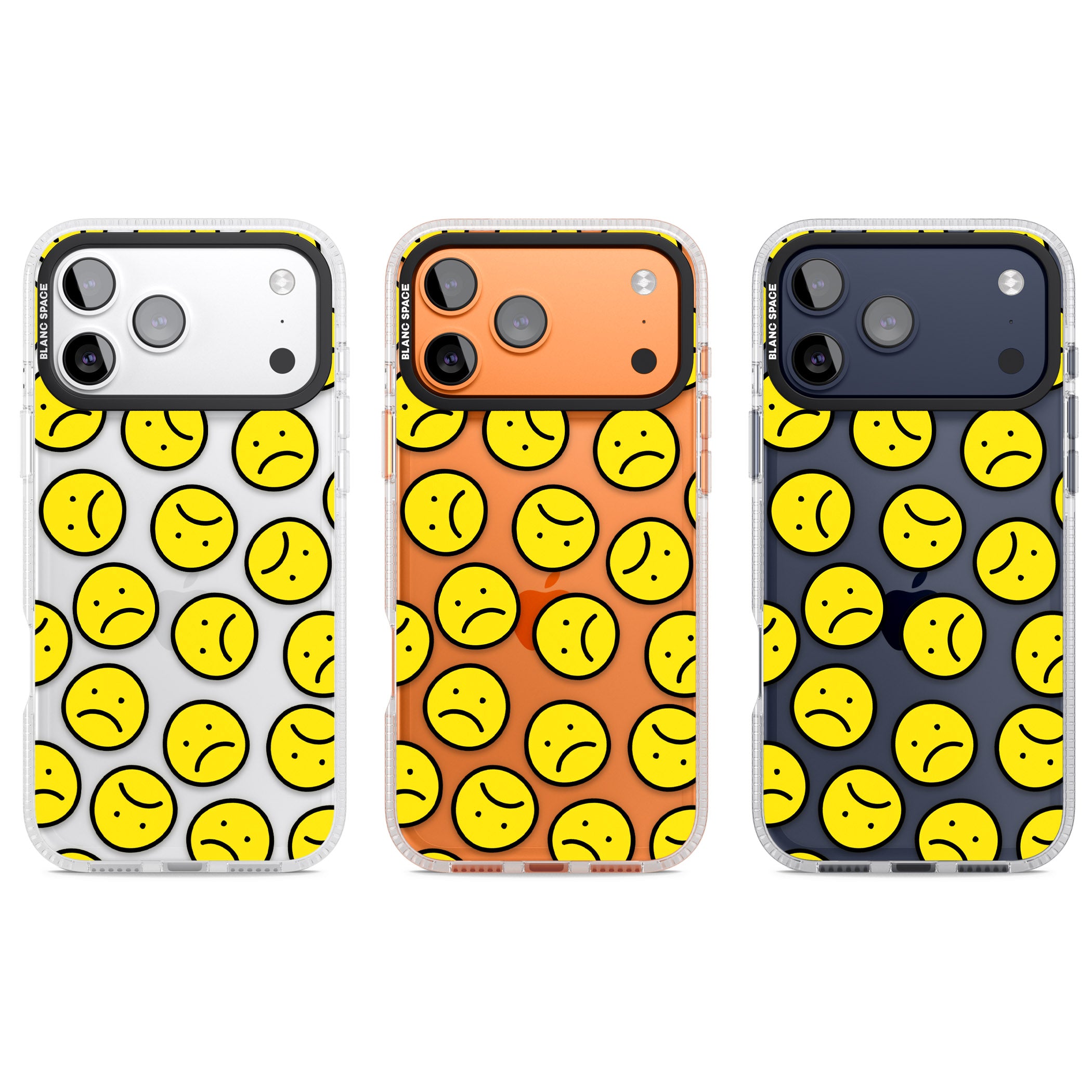 Sad Face Clear Pattern iPhone 17 Pro Impact Air Clear Phone Case APT Impact Protection