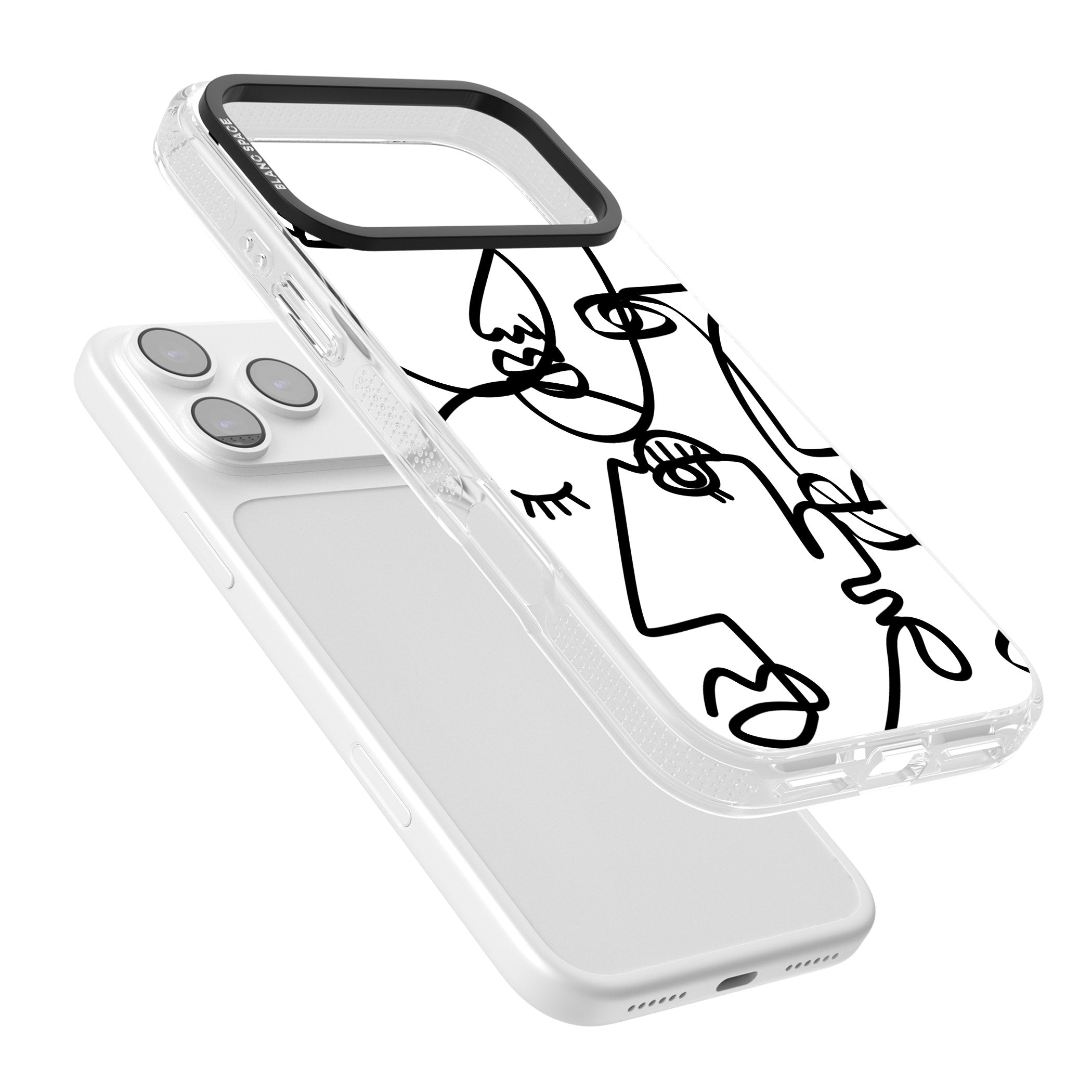 Abstract Line Art Black White iPhone 17 Pro Impact Air Clear Phone Case Colours