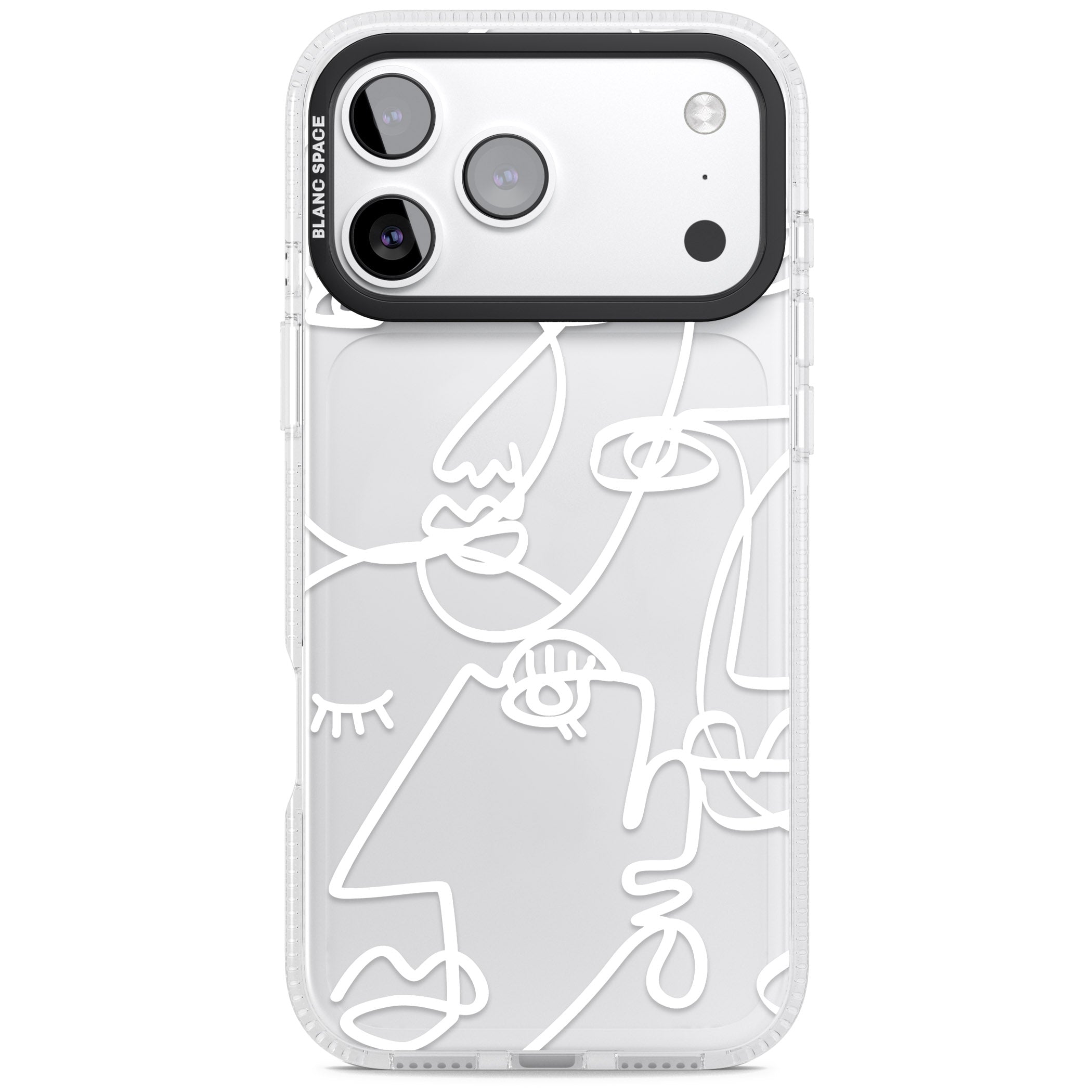 Abstract Line Art White Clear iPhone 17 Pro Impact Air Clear Phone Case