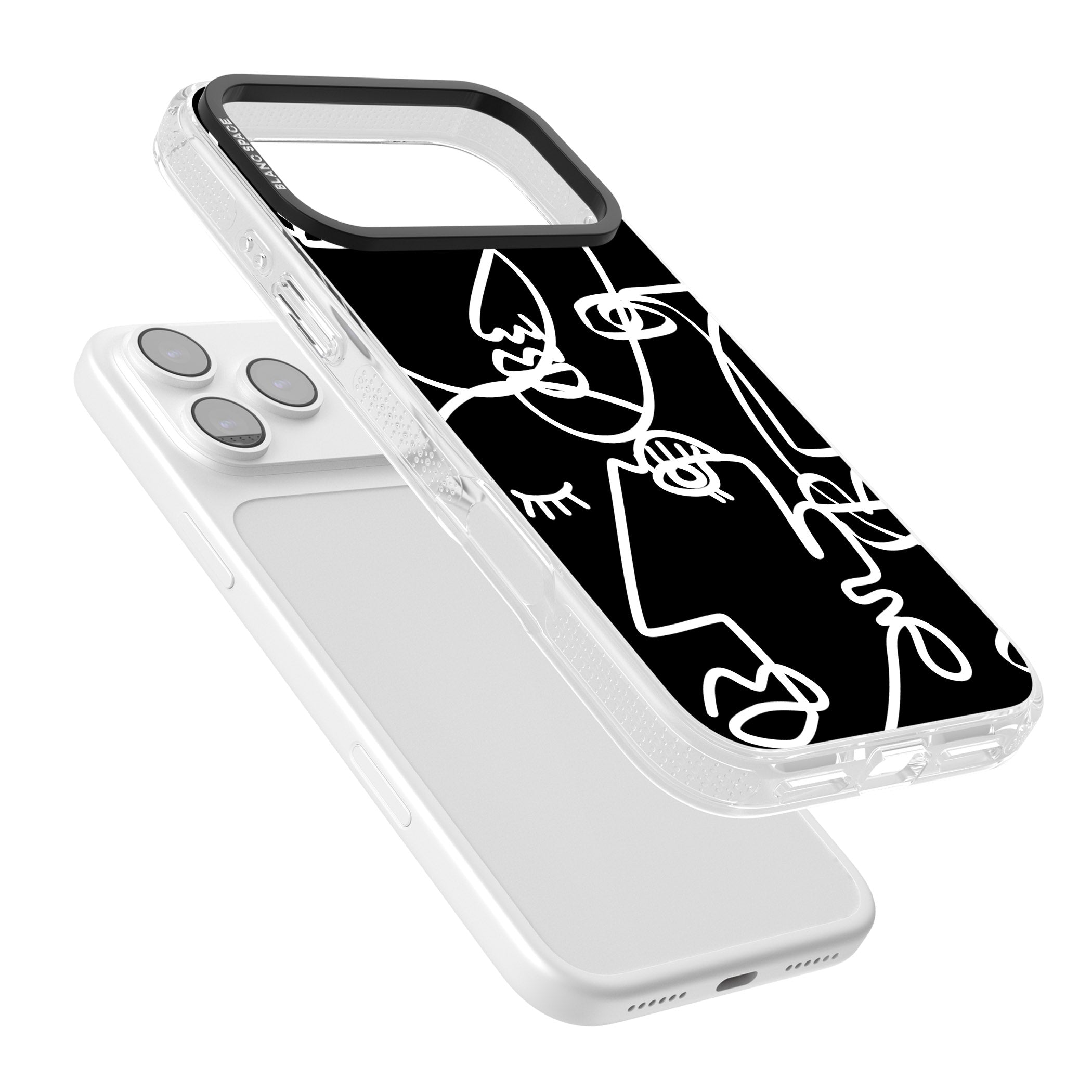 Abstract Line Art White Black iPhone 17 Pro Impact Air Clear Phone Case Colours
