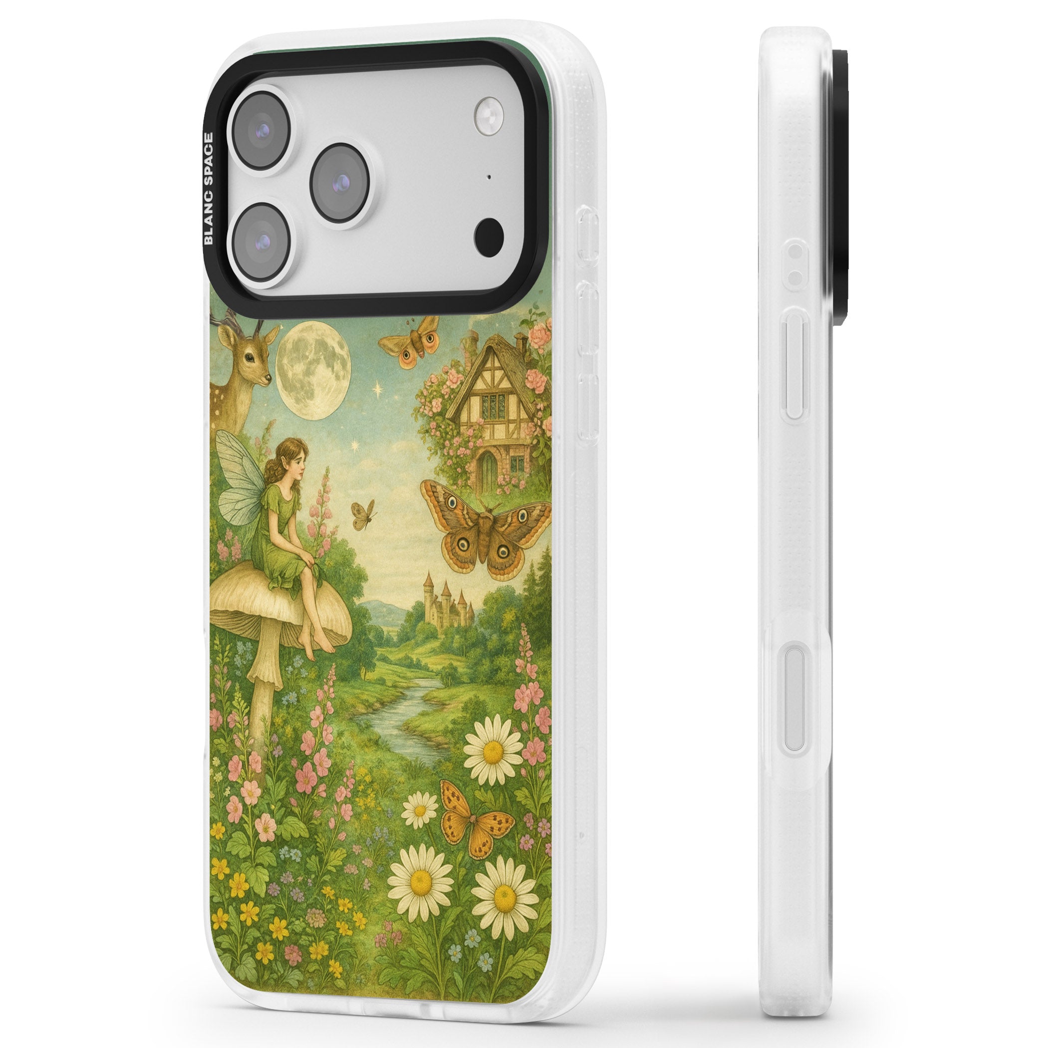 Cottage Fairy iPhone 17 Pro Impact Air Clear Phone Case Side Profile