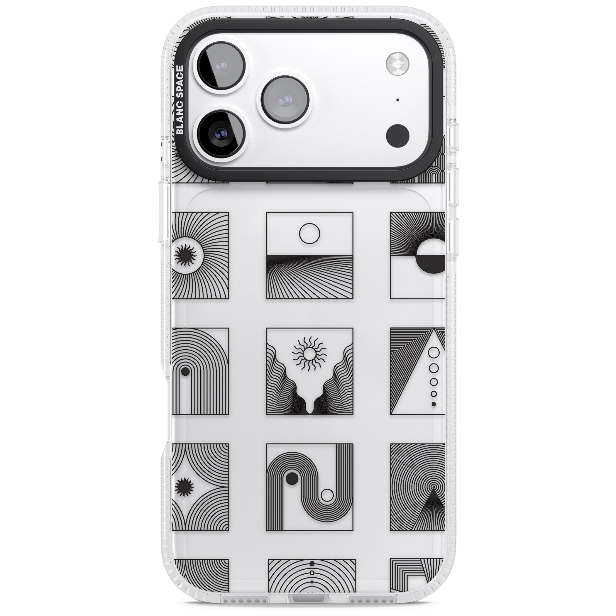 Geometric Pattern Trio: Artistic Blend iPhone 17 Pro Impact Air Clear Phone Case