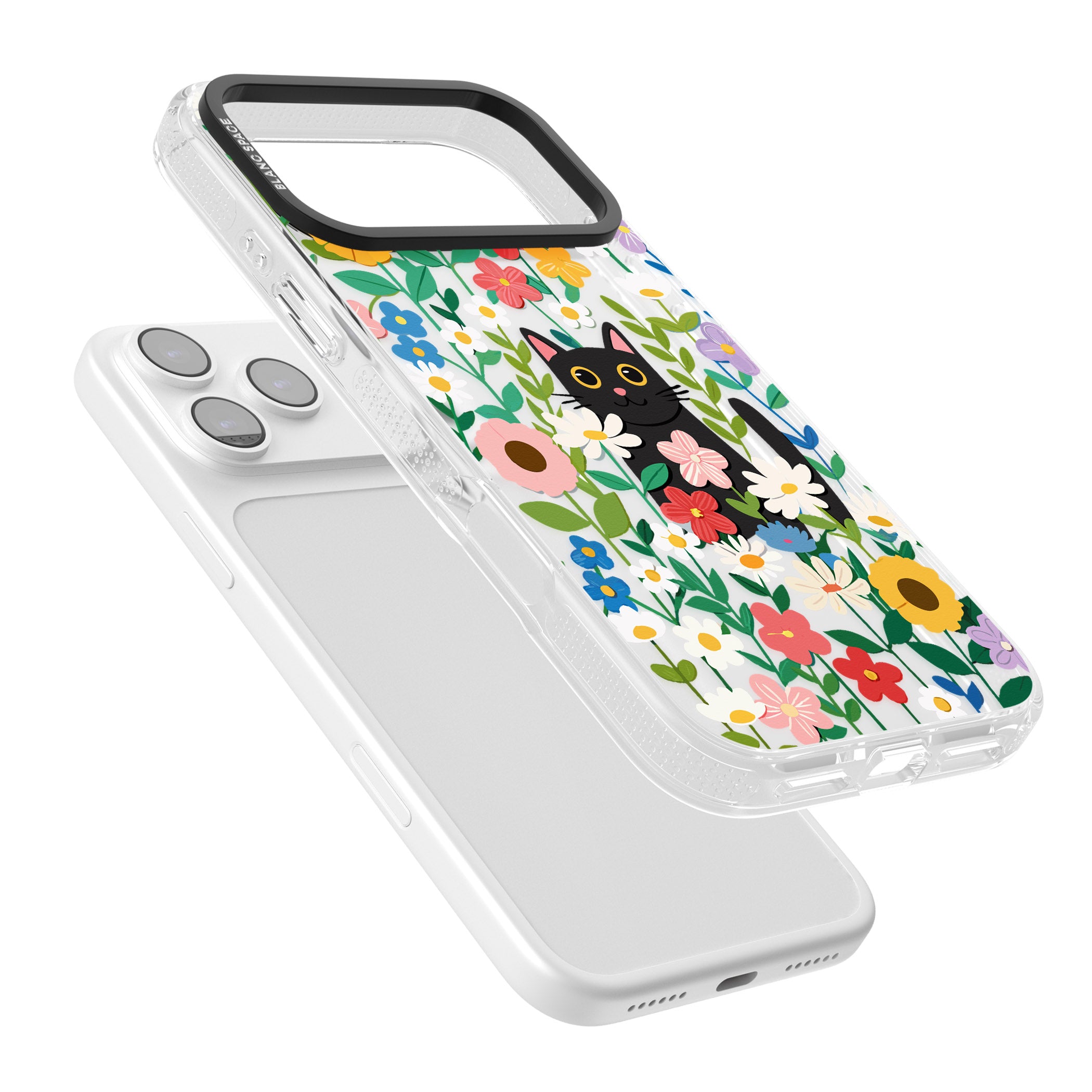 Whiskers & Wildflowers Cat iPhone 17 Pro Impact Air Clear Phone Case Colours