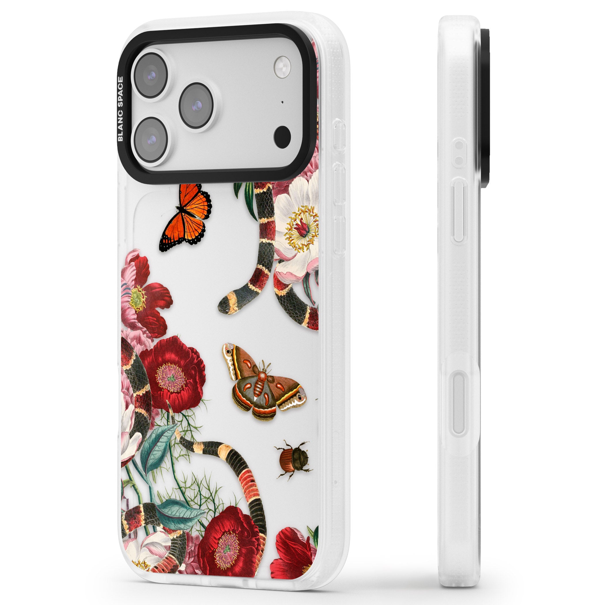 Botanical Snake iPhone 17 Pro Impact Air Clear Phone Case Side Profile