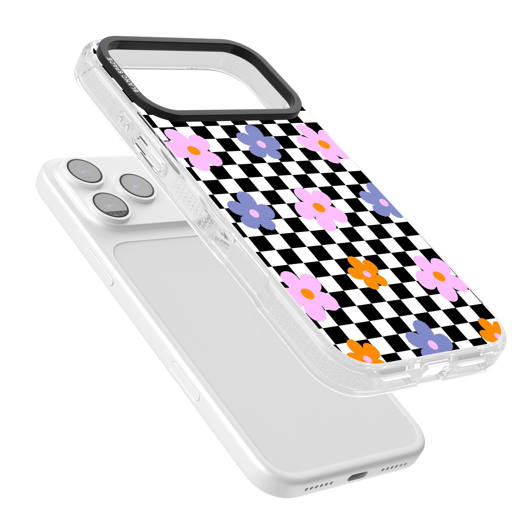 Checkered Blossom iPhone 17 Pro Impact Air Clear Phone Case Colours