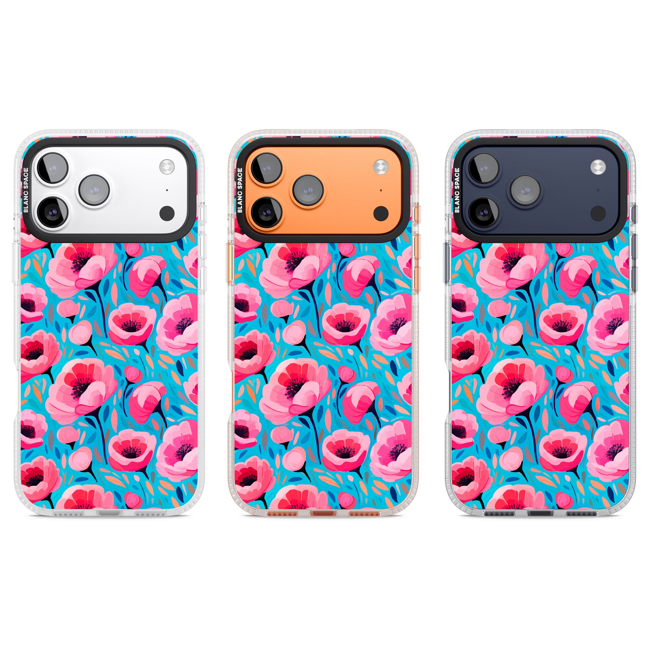 Tropical Pink Poppies iPhone 17 Pro Impact Air Clear Phone Case APT Impact Protection