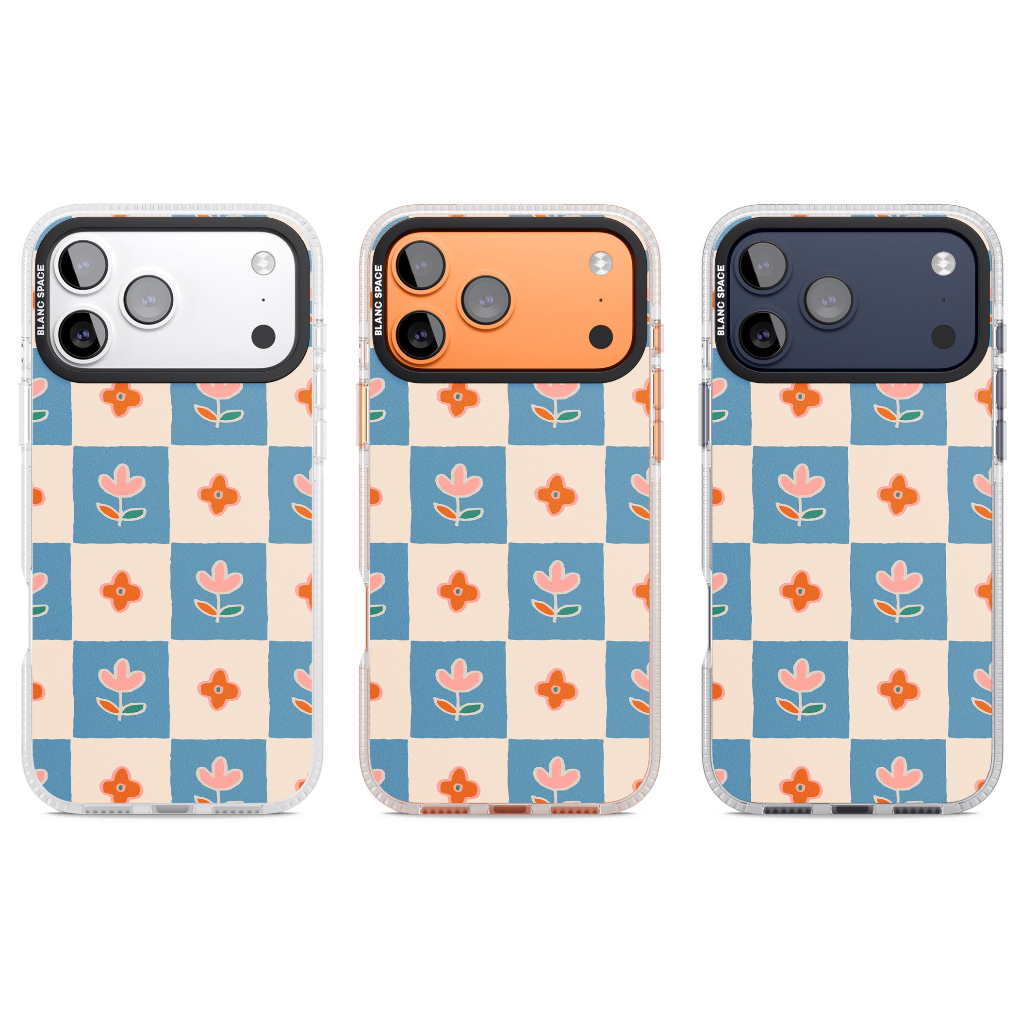 Vintage Bloom Checkered iPhone 17 Pro Impact Air Clear Phone Case APT Impact Protection