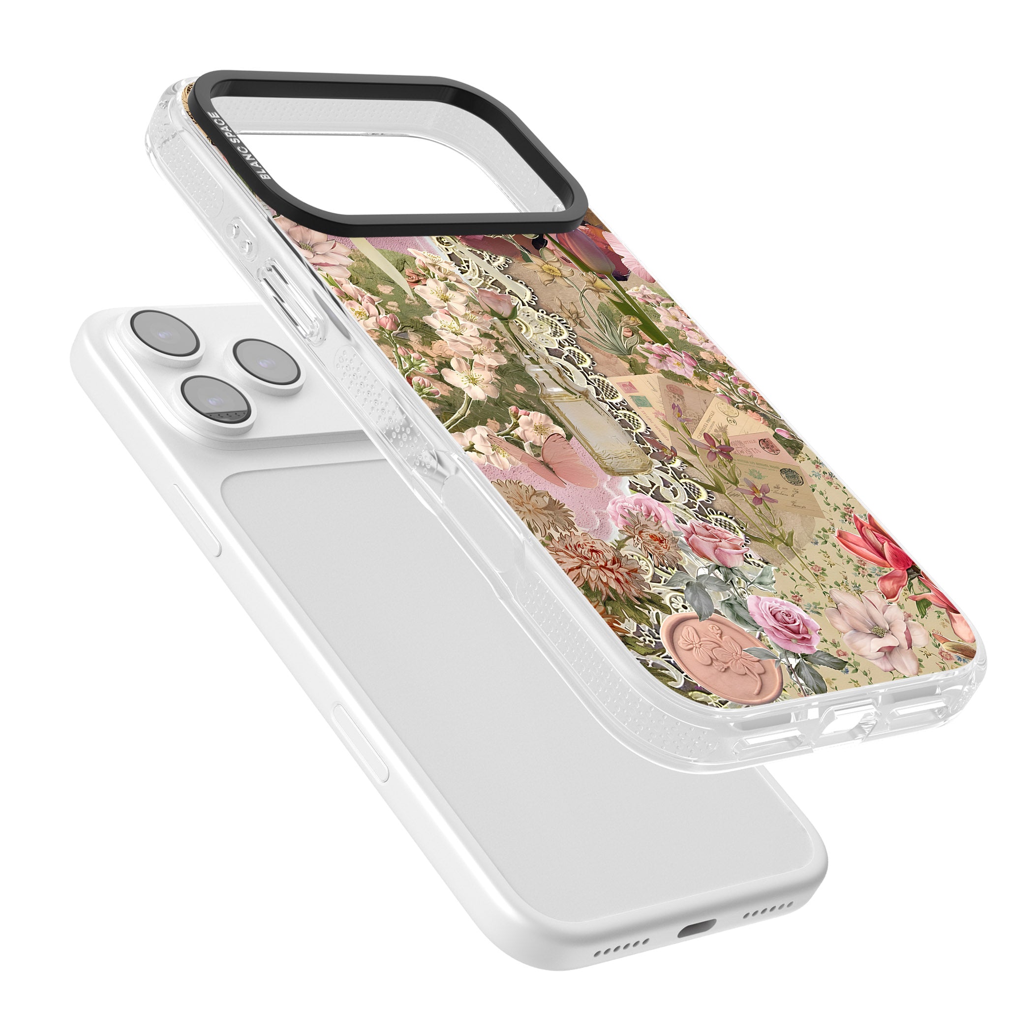 Soft Pink Flower Collage iPhone 17 Pro Impact Air Clear Phone Case Colours