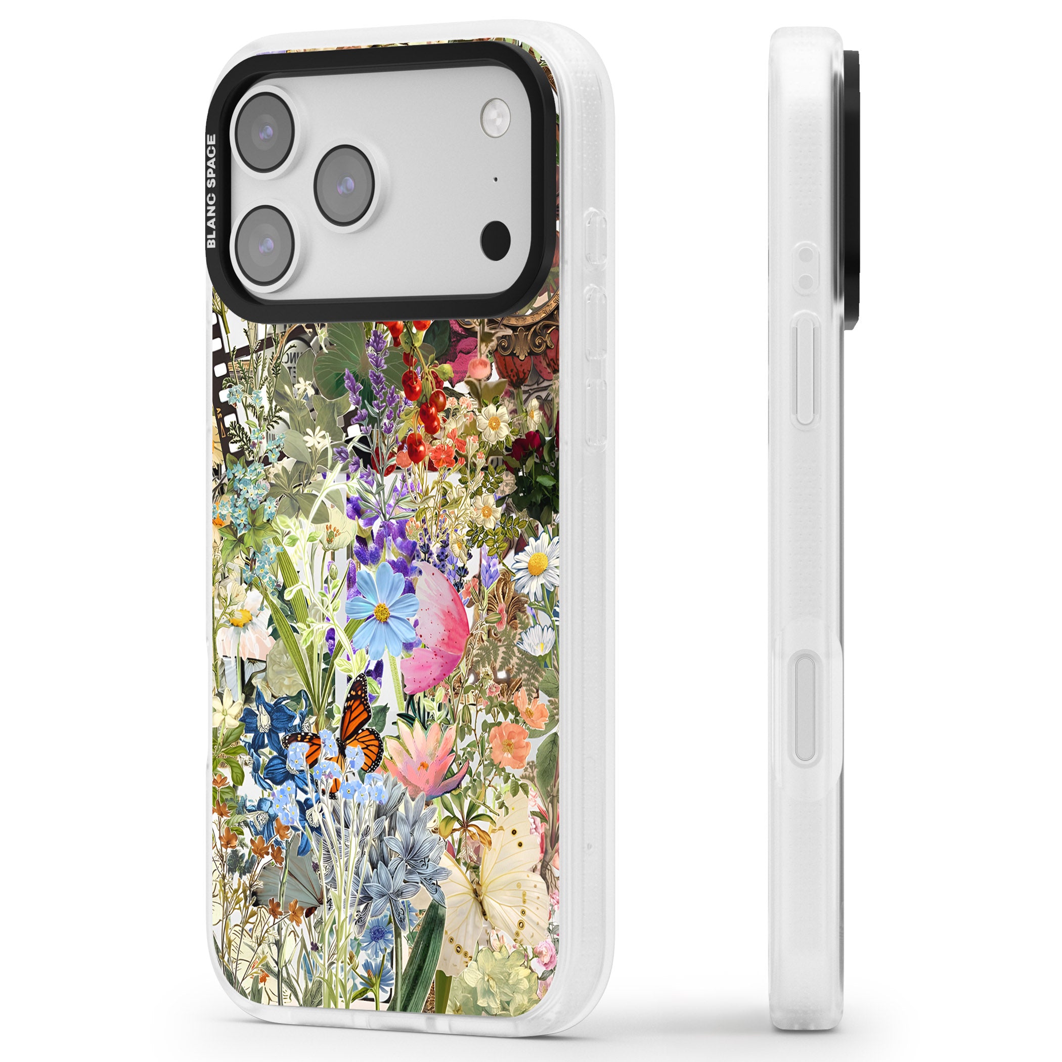 Flower Mix Collage iPhone 17 Pro Impact Air Clear Phone Case Side Profile