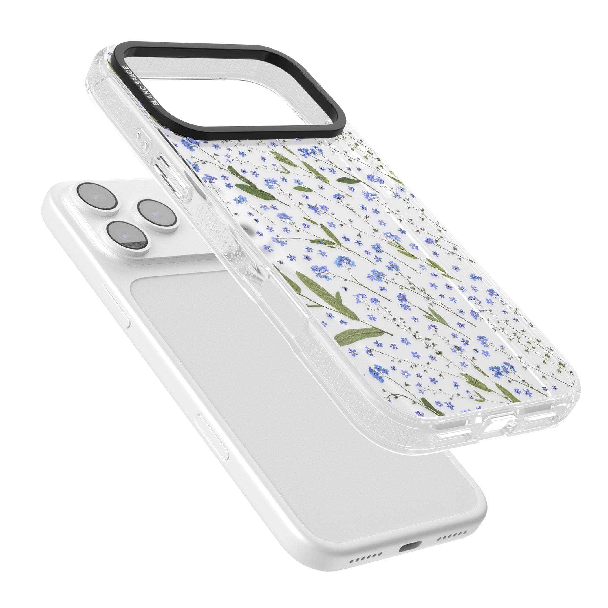 Blue Meadow Floral iPhone 17 Pro Impact Air Clear Phone Case Colours