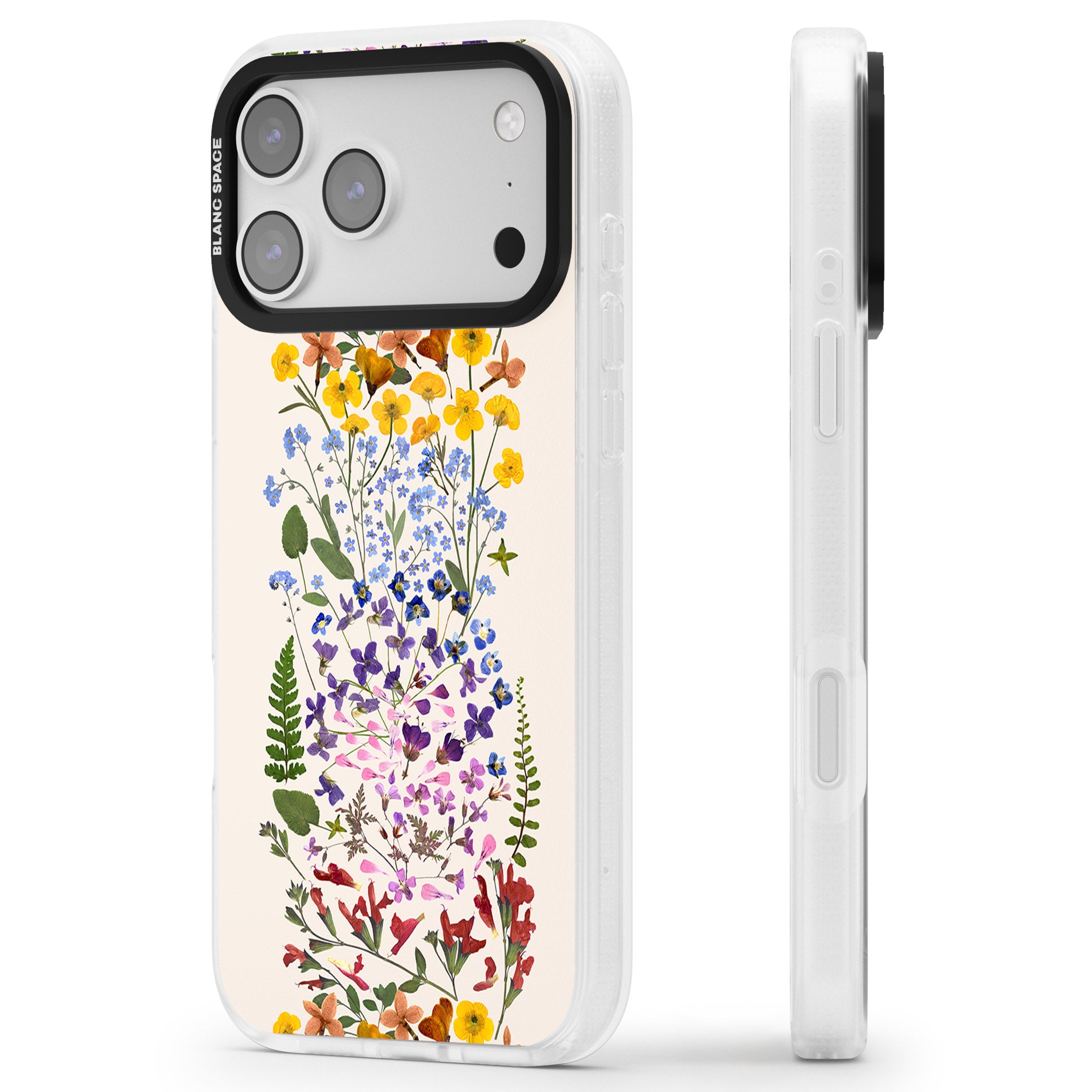 Cream Wildflower iPhone 17 Pro Impact Air Clear Phone Case Side Profile