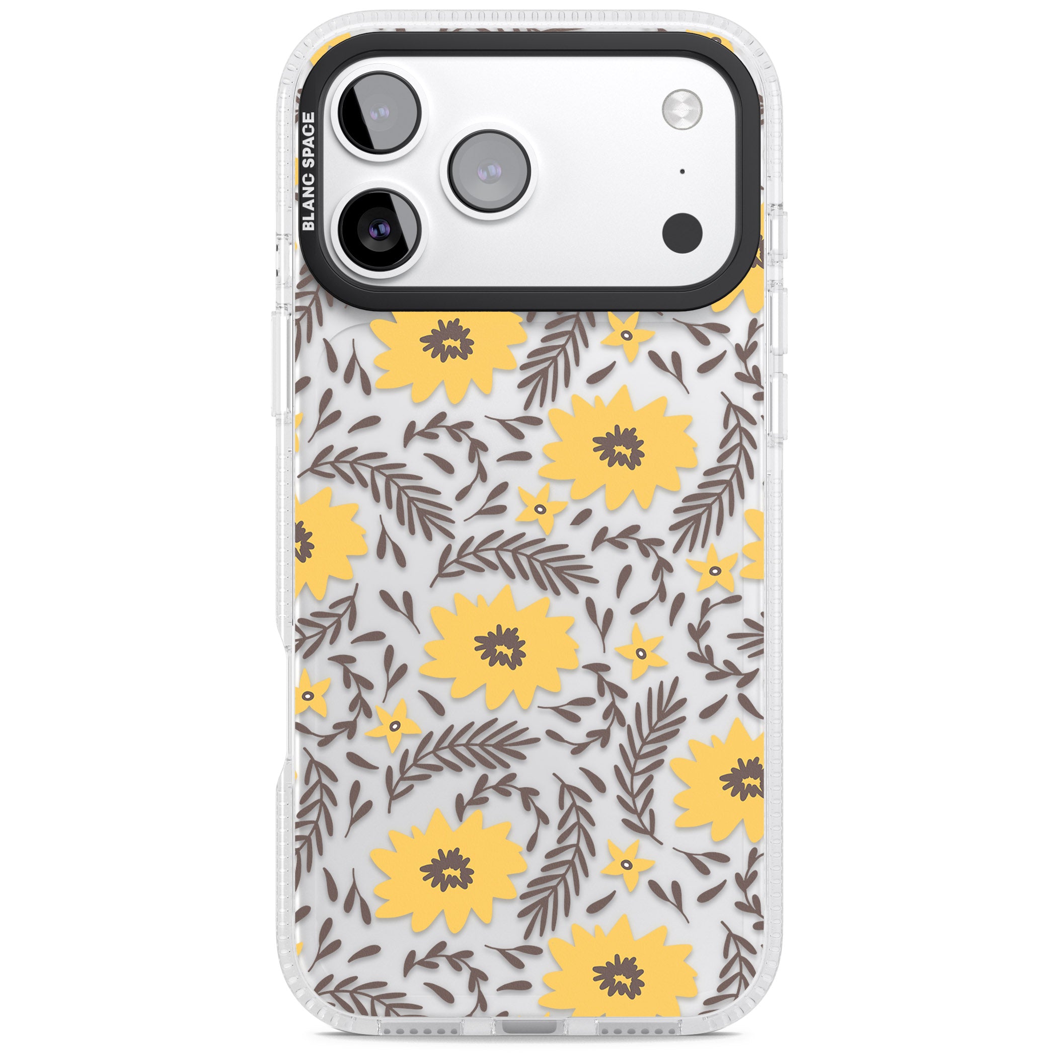 Yellow Blossoms Floral iPhone 17 Pro Impact Air Clear Phone Case