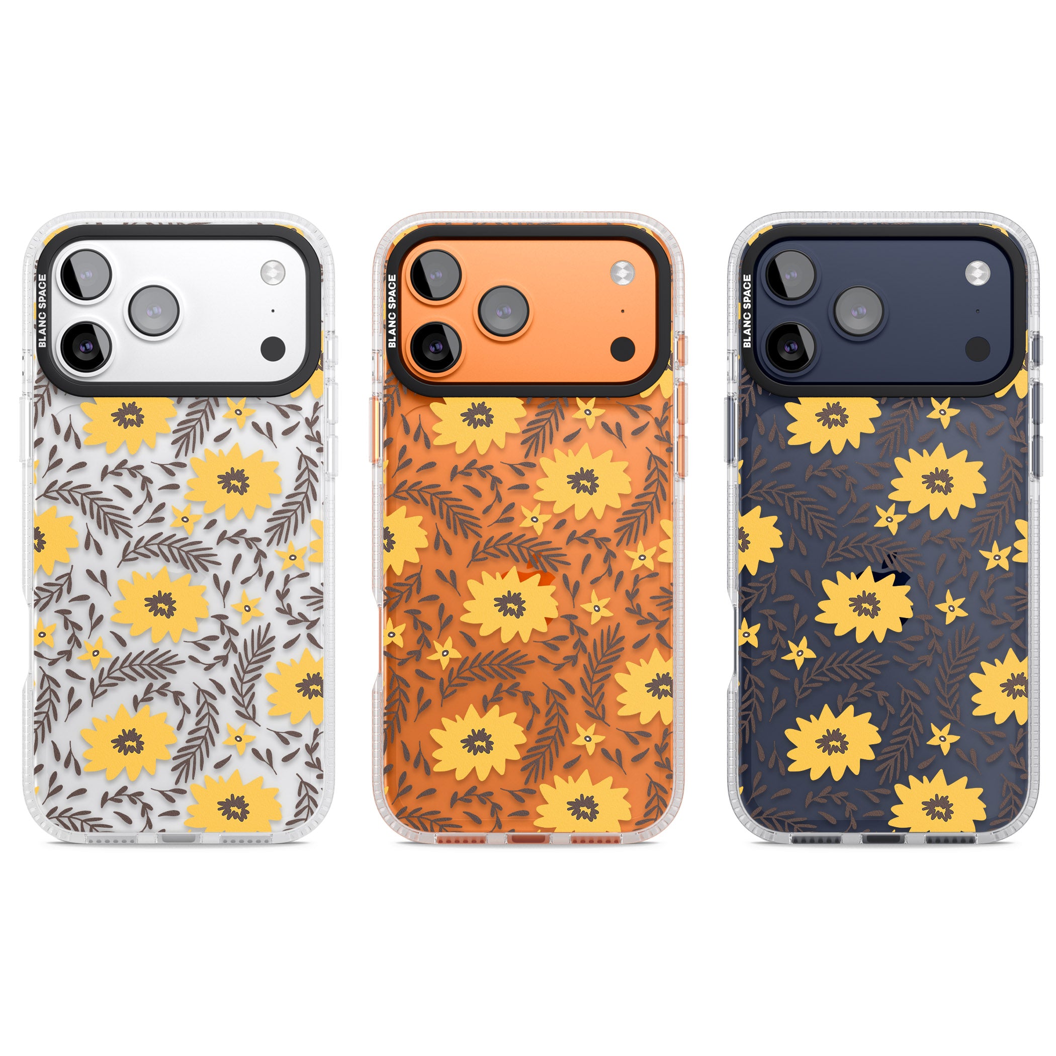 Yellow Blossoms Floral iPhone 17 Pro Impact Air Clear Phone Case APT Impact Protection
