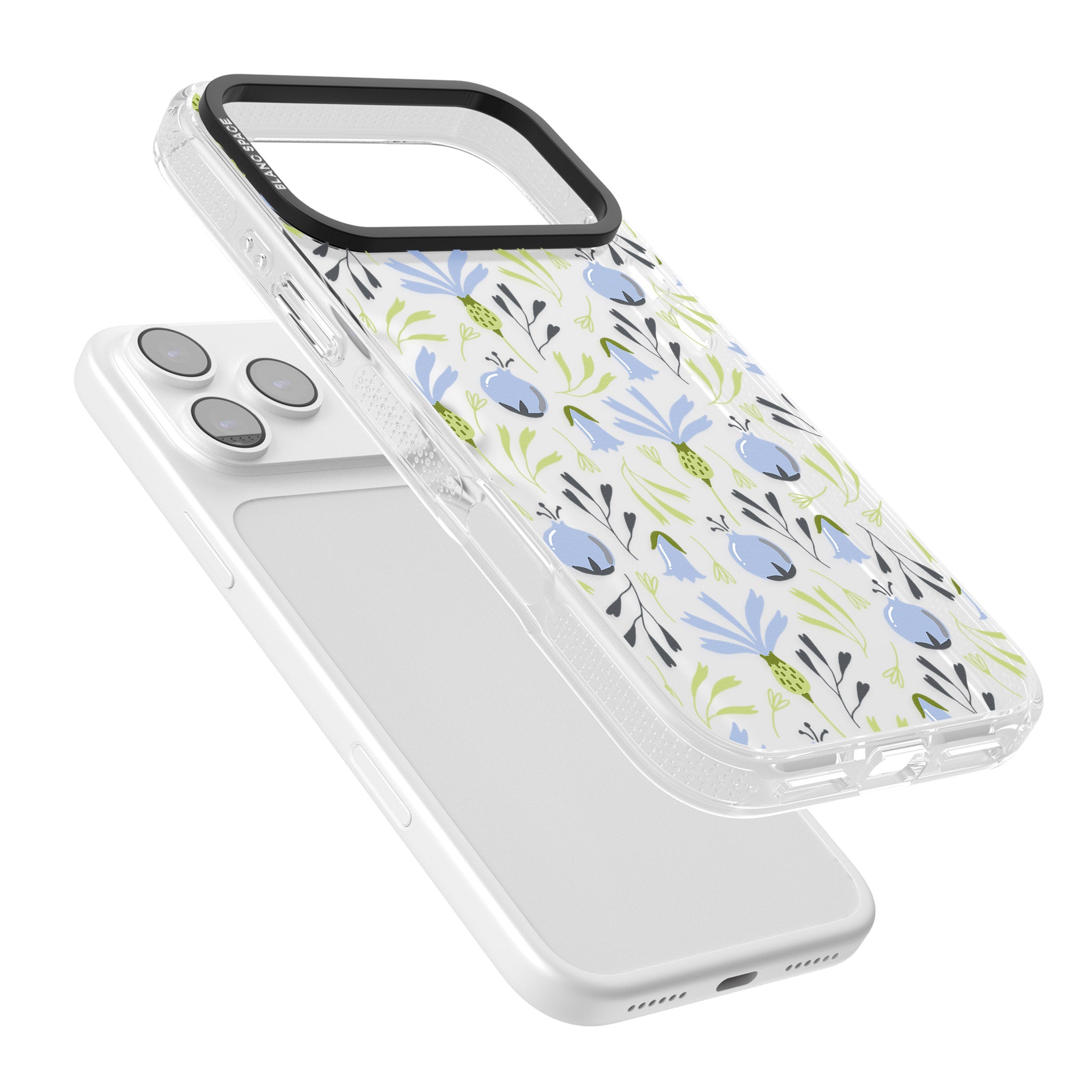 Blue Flora Bloom iPhone 17 Pro Impact Air Clear Phone Case Colours