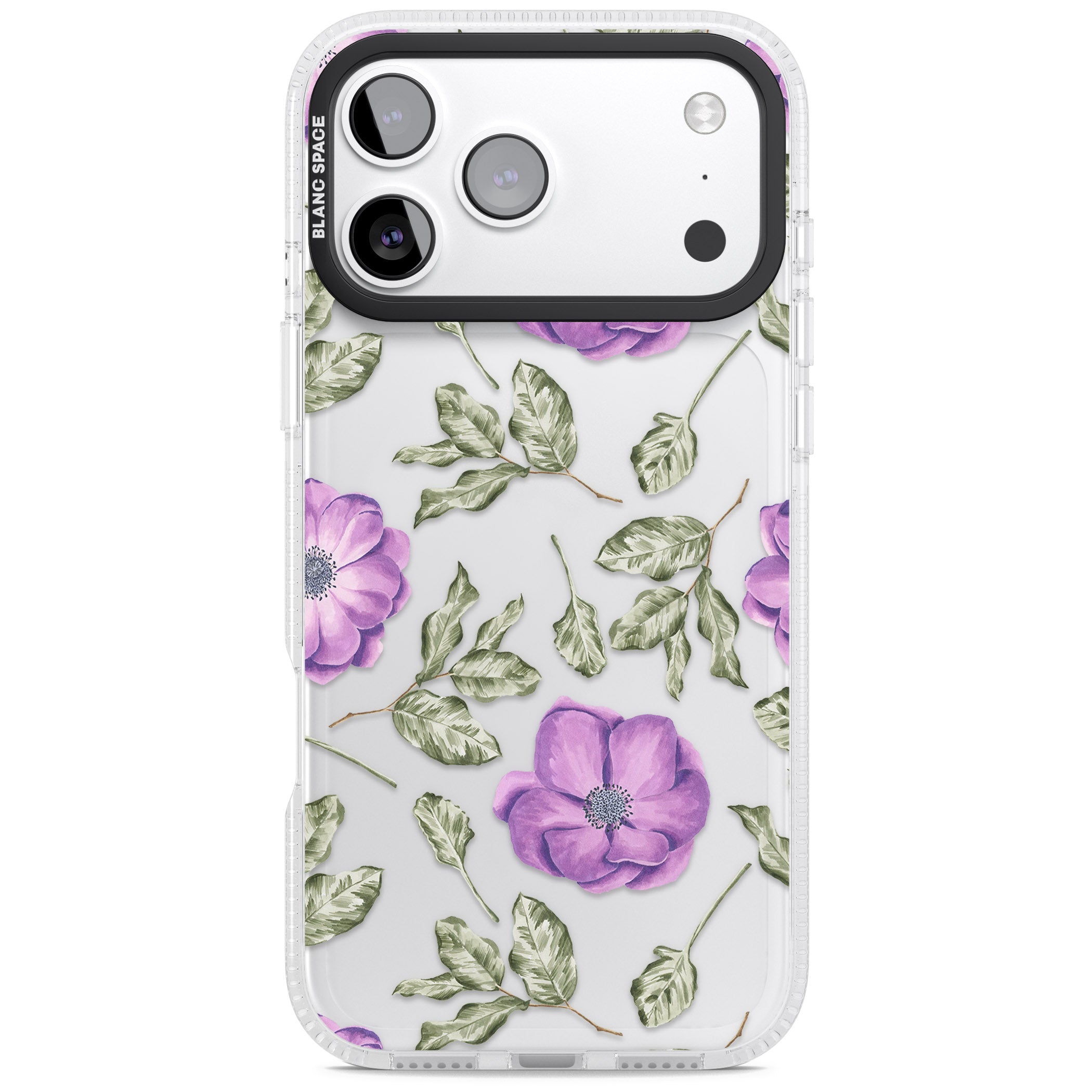 Purple Bloom Floral iPhone 17 Pro Impact Air Clear Phone Case