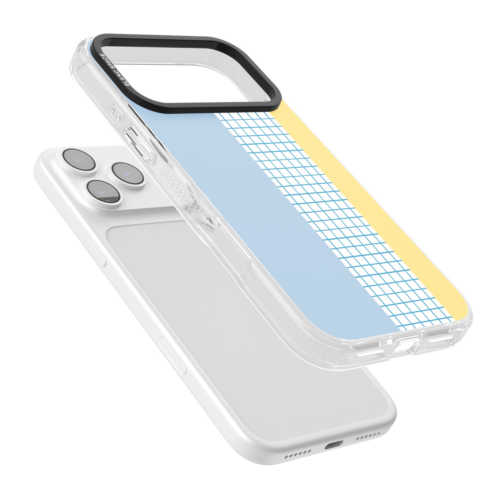 Abstract Grid Blue & Yellow iPhone 17 Pro Impact Air Clear Phone Case Colours