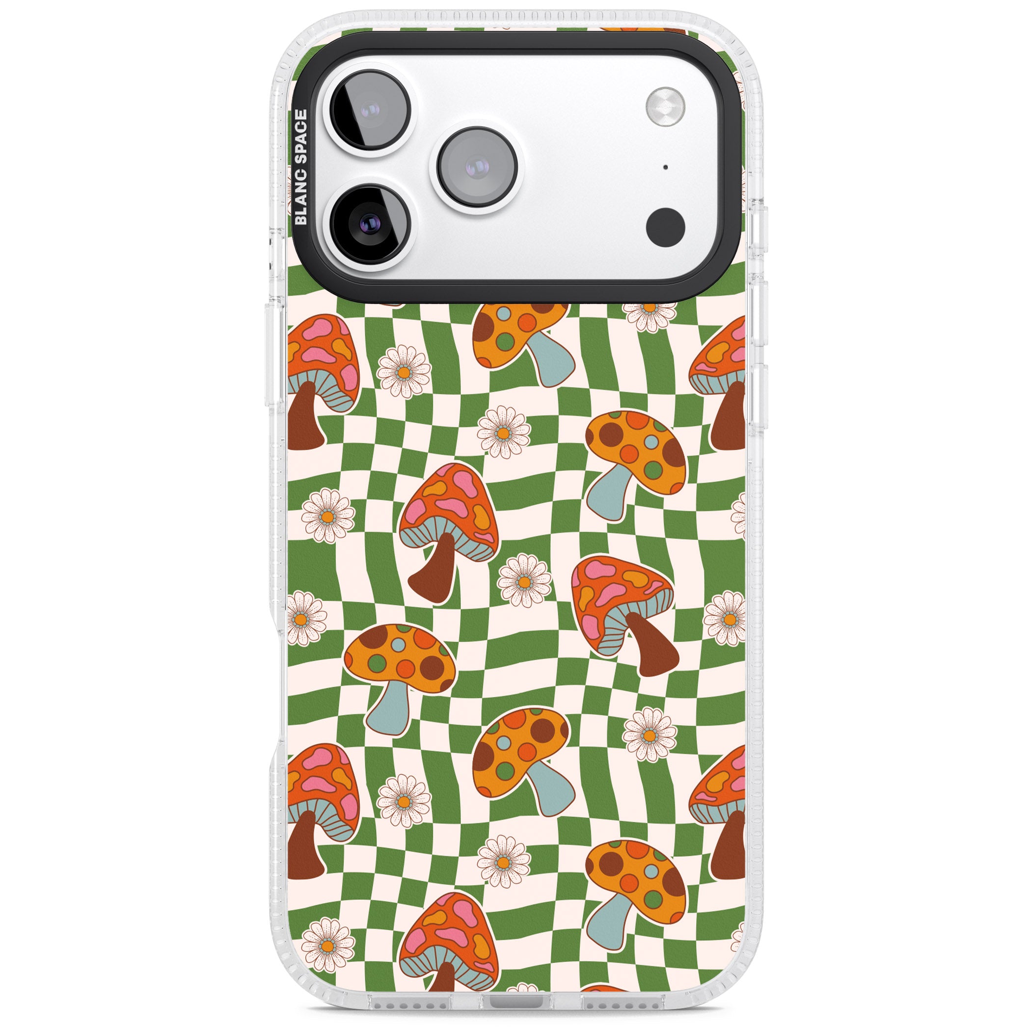Wavy Checked Shroom & Bloom iPhone 17 Pro Impact Air Clear Phone Case