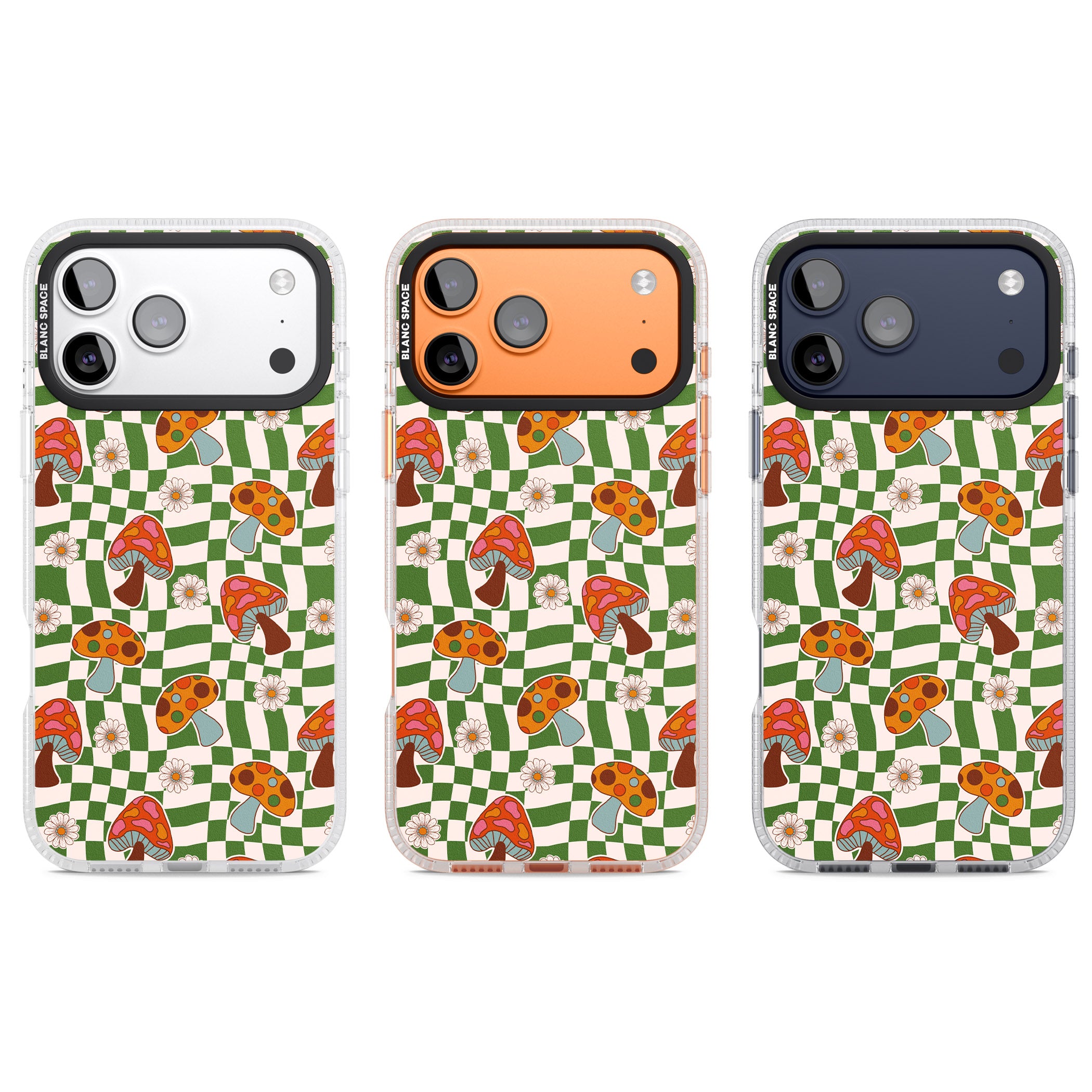 Wavy Checked Shroom & Bloom iPhone 17 Pro Impact Air Clear Phone Case APT Impact Protection
