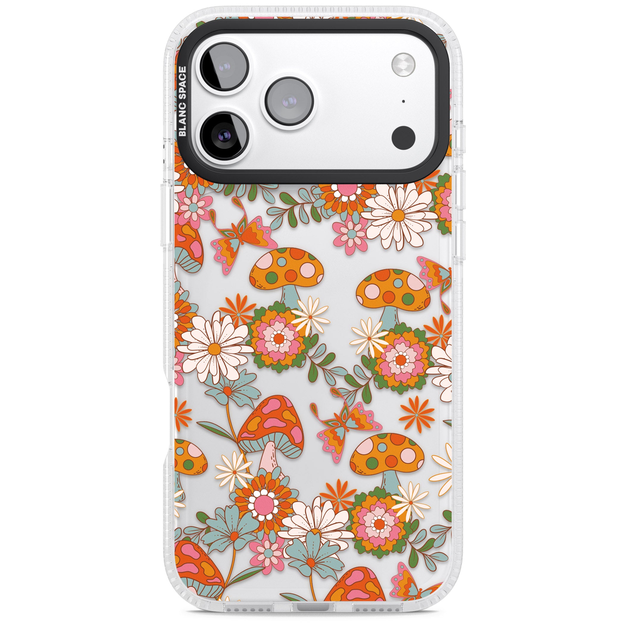 Groovy Shrooms & Flowers iPhone 17 Pro Impact Air Clear Phone Case