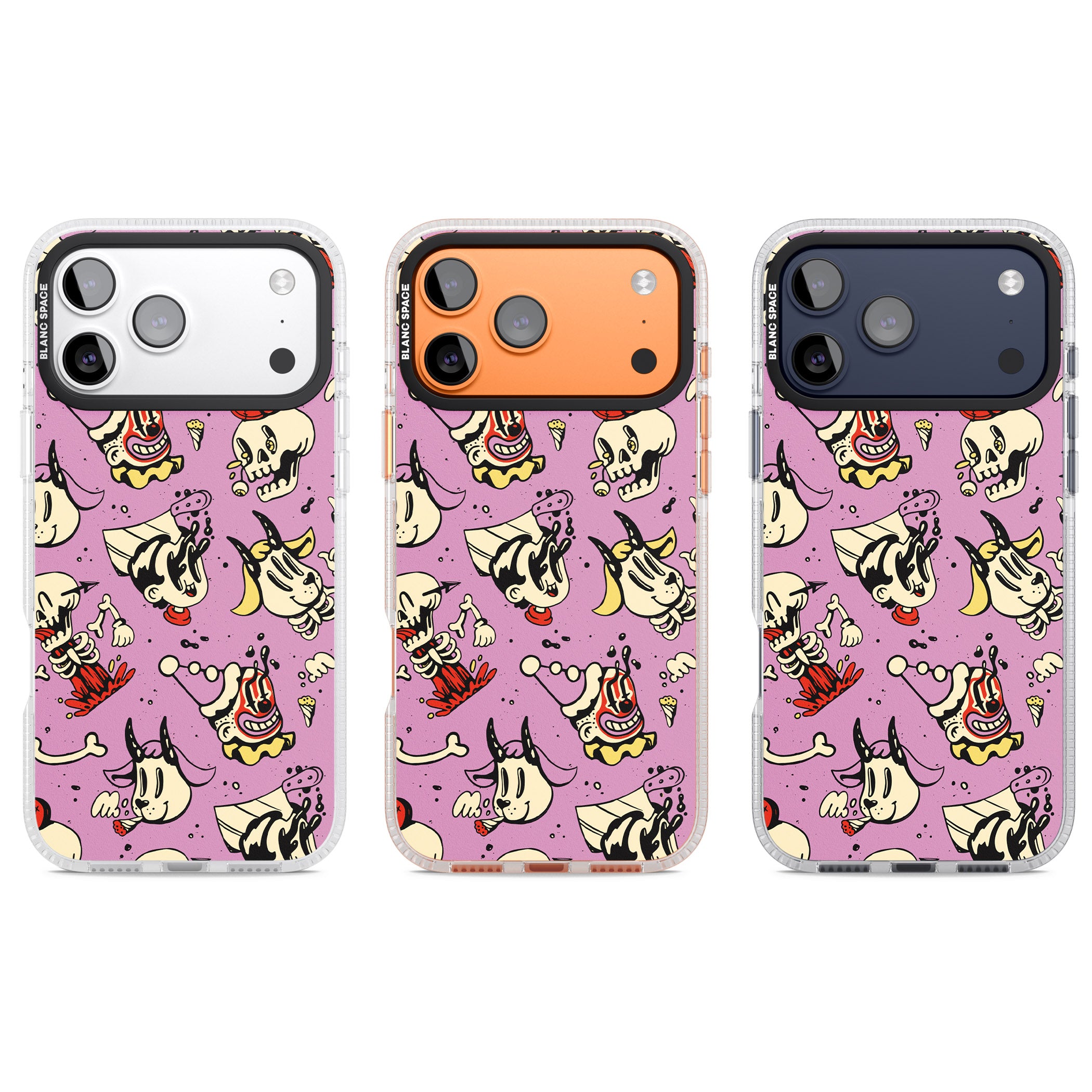 Purple Retro Halloween Pattern iPhone 17 Pro Impact Air Clear Phone Case APT Impact Protection