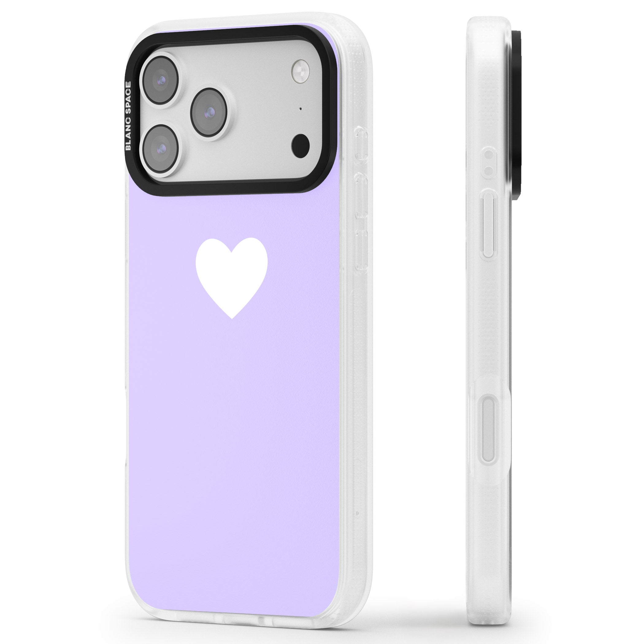 Pale Purple Heart iPhone 17 Pro Impact Air Clear Phone Case Side Profile
