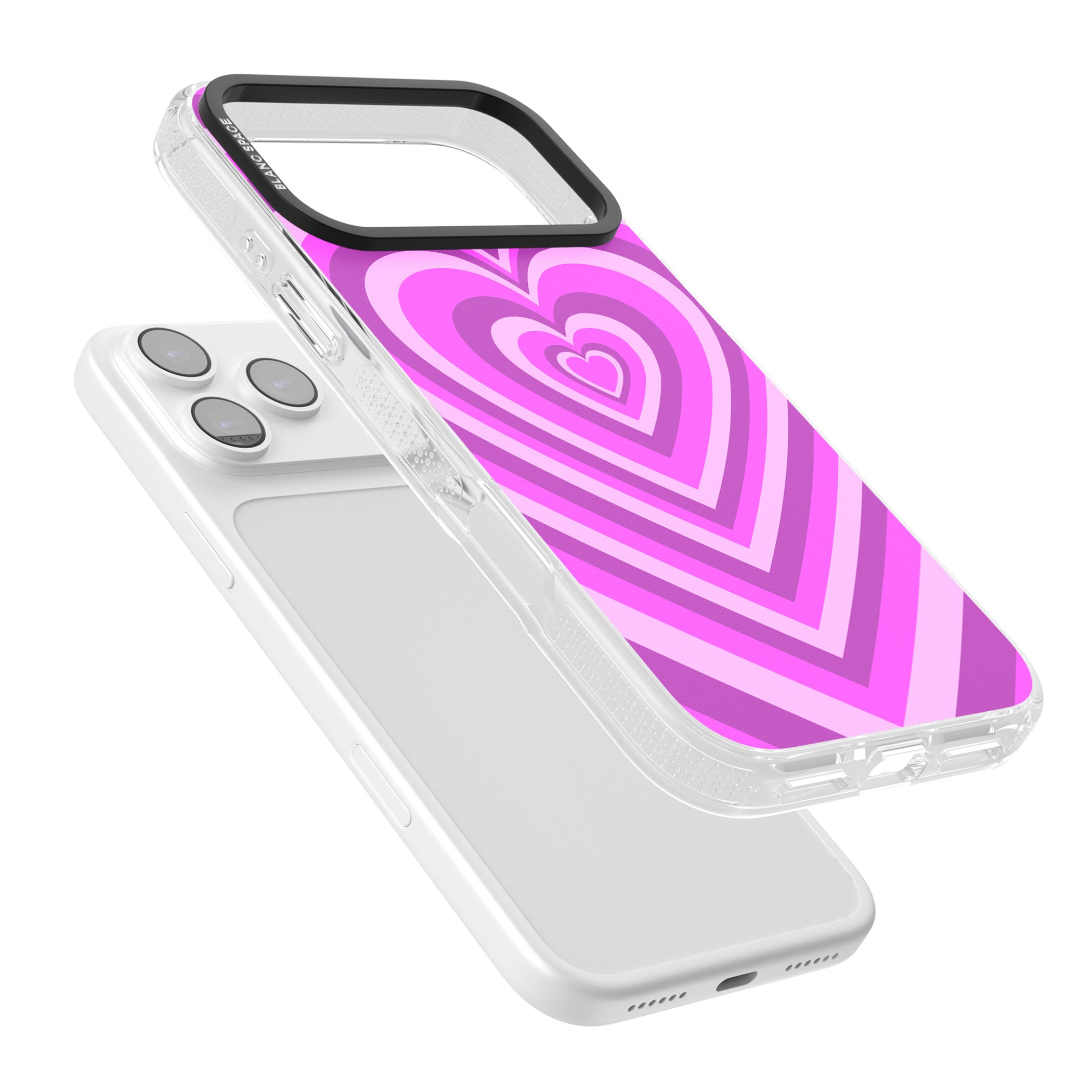 Pink Heart Illusion iPhone 17 Pro Max Impact Air Clear Phone Case Colours