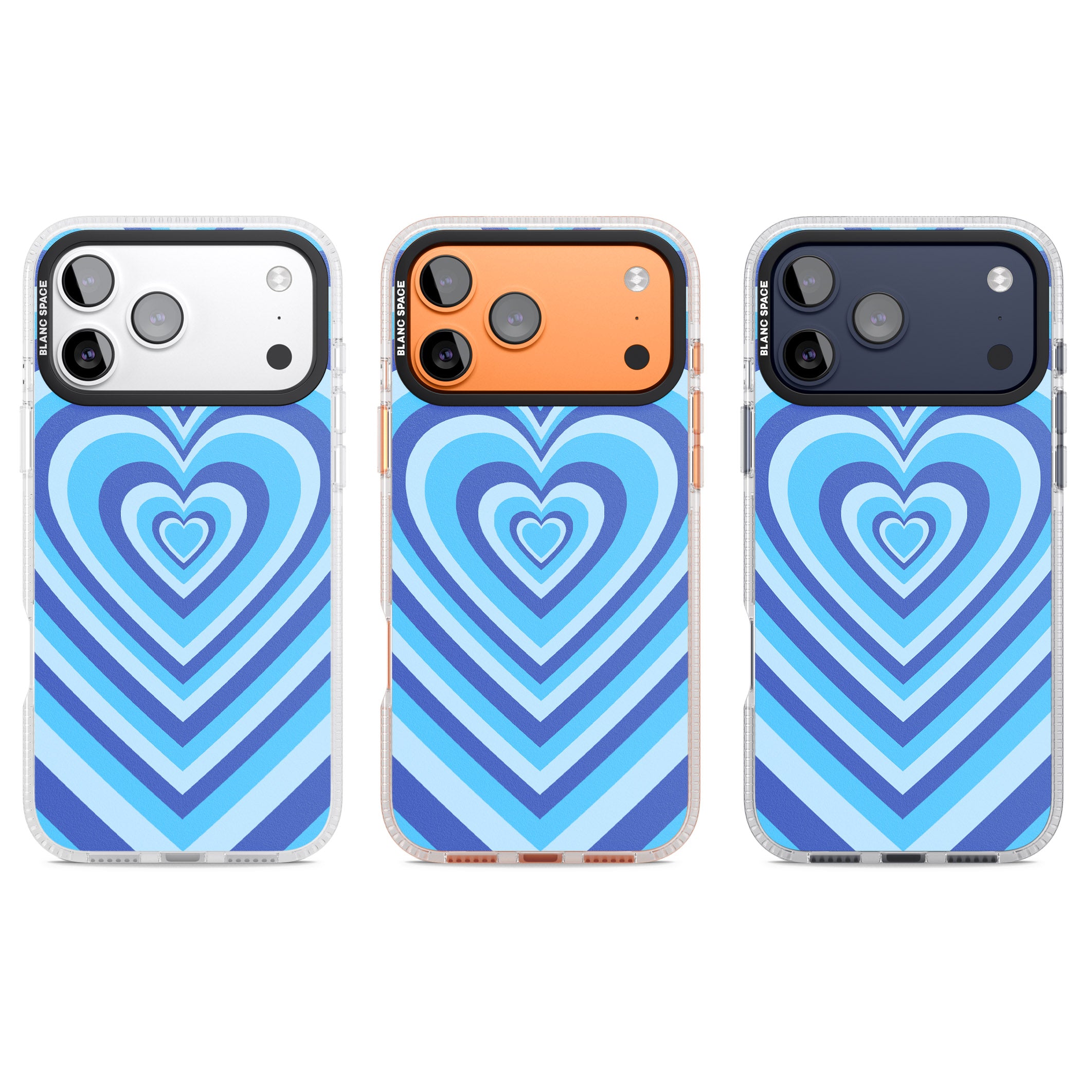Blue Heart Illusion iPhone 17 Pro Impact Air Clear Phone Case APT Impact Protection