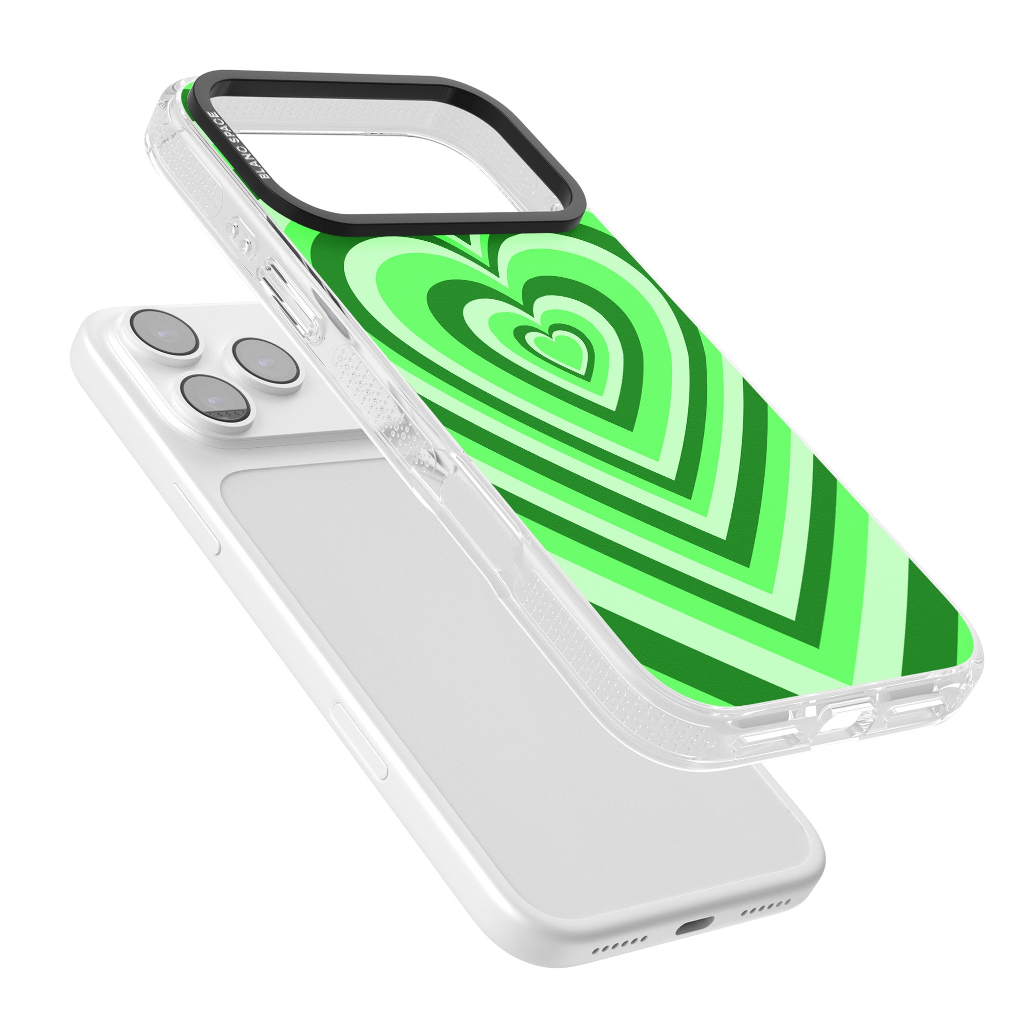 Green Heart Illusion iPhone 17 Pro Impact Air Clear Phone Case Colours