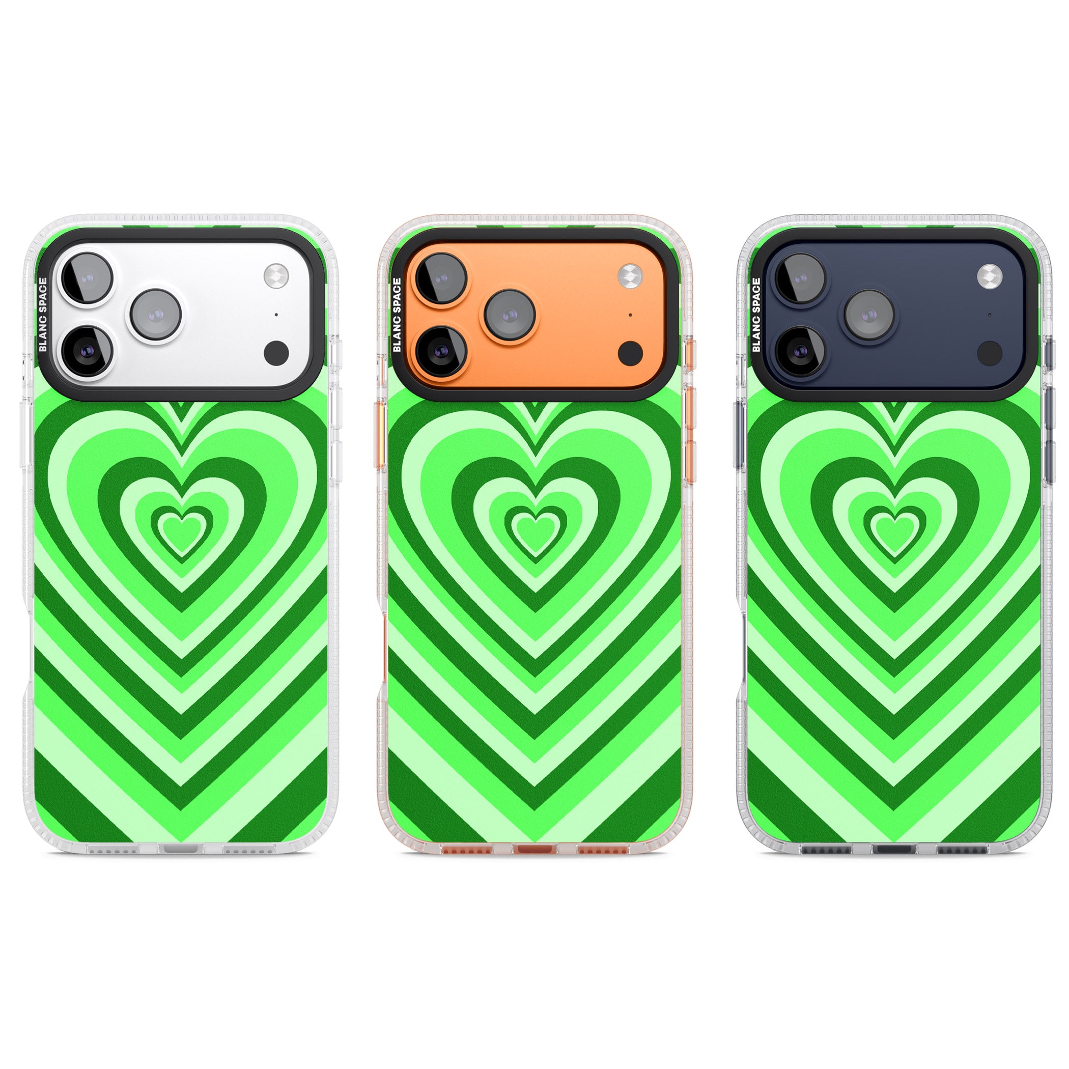 Green Heart Illusion iPhone 17 Pro Impact Air Clear Phone Case APT Impact Protection