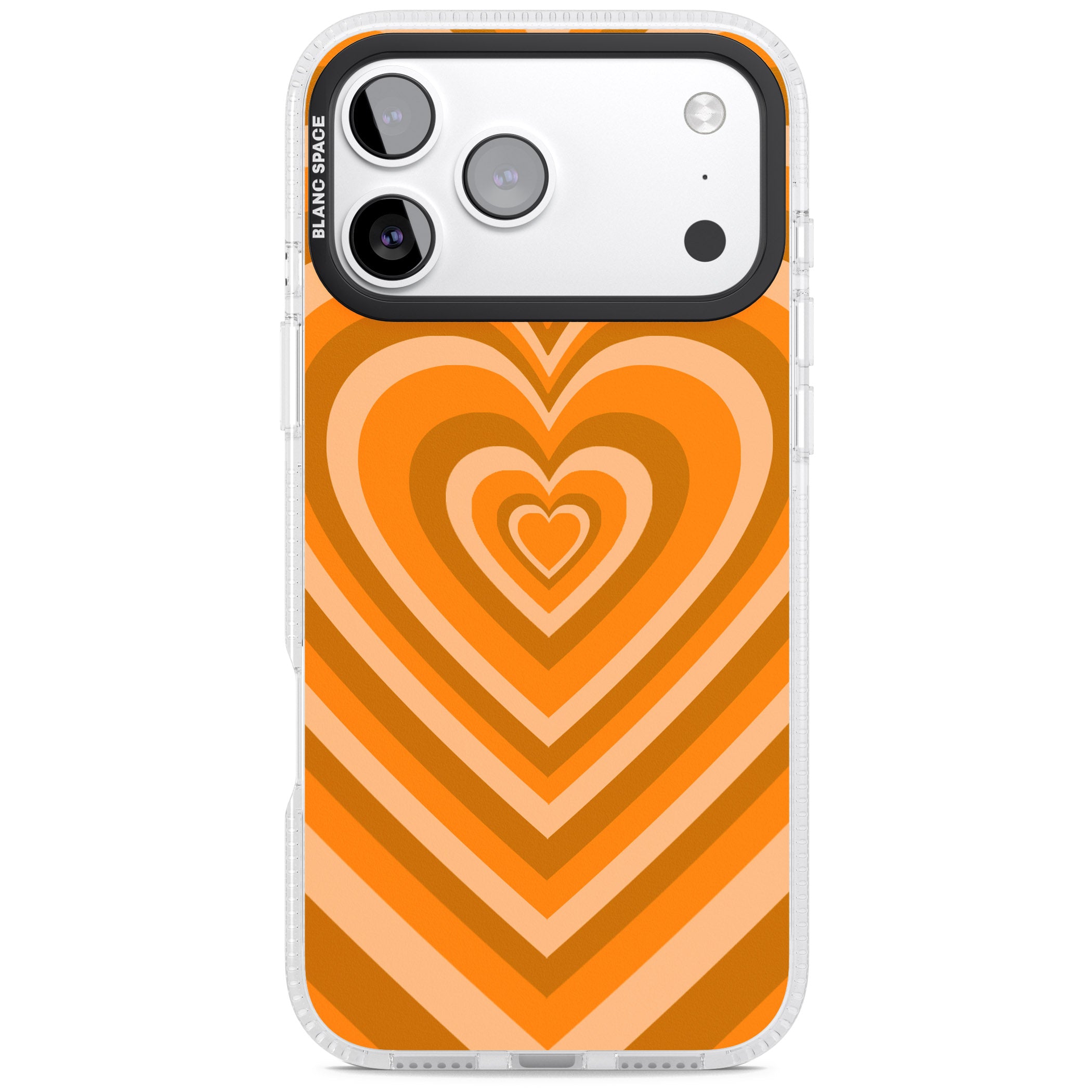 Orange Heart Illusion iPhone 17 Pro Impact Air Clear Phone Case