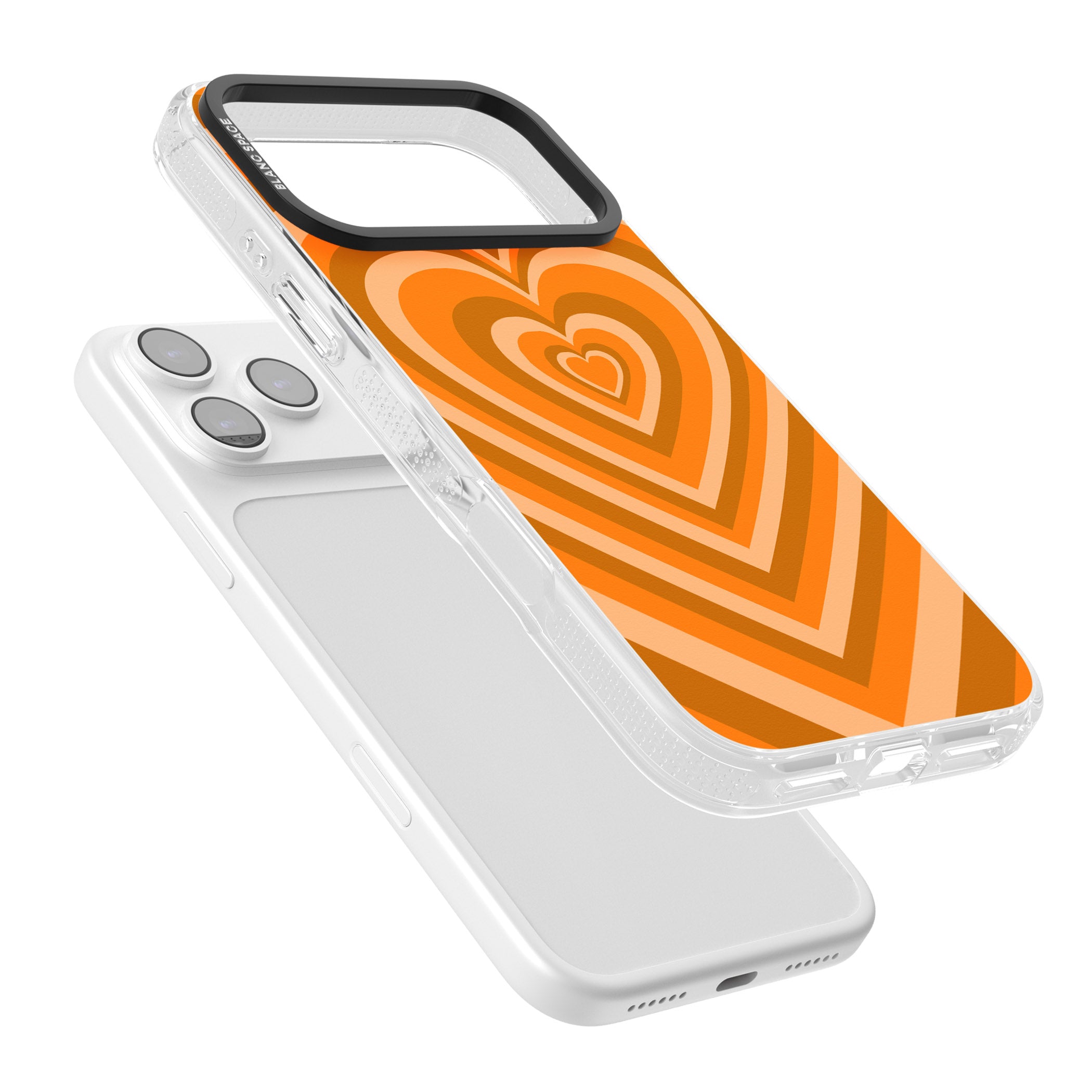 Orange Heart Illusion iPhone 17 Pro Impact Air Clear Phone Case Colours
