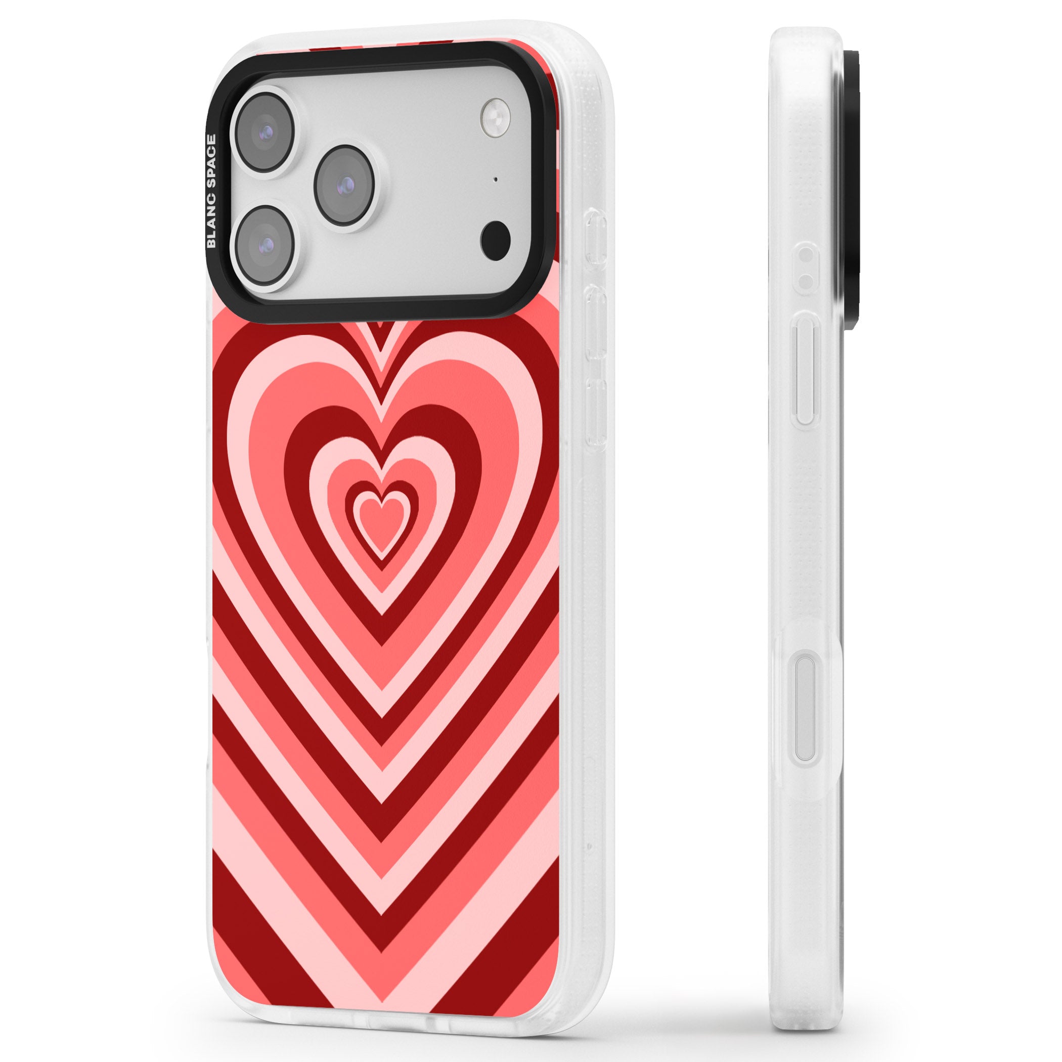 Red Heart Illusion iPhone 17 Pro Impact Air Clear Phone Case Side Profile