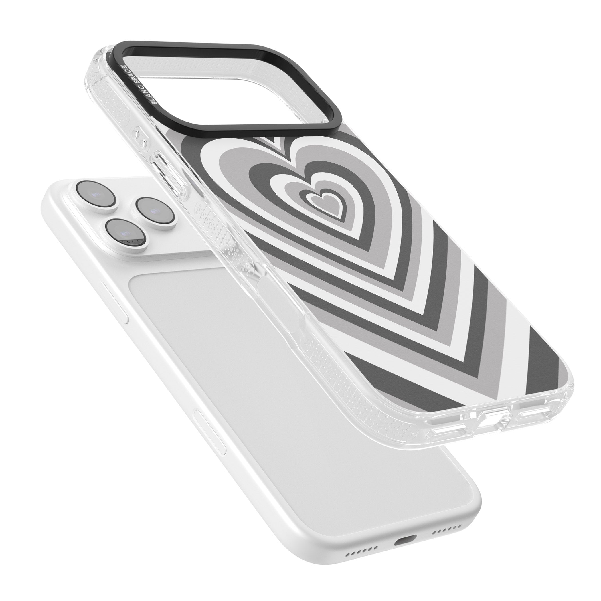 Monochrome Heart Illusion iPhone 17 Pro Impact Air Clear Phone Case Colours
