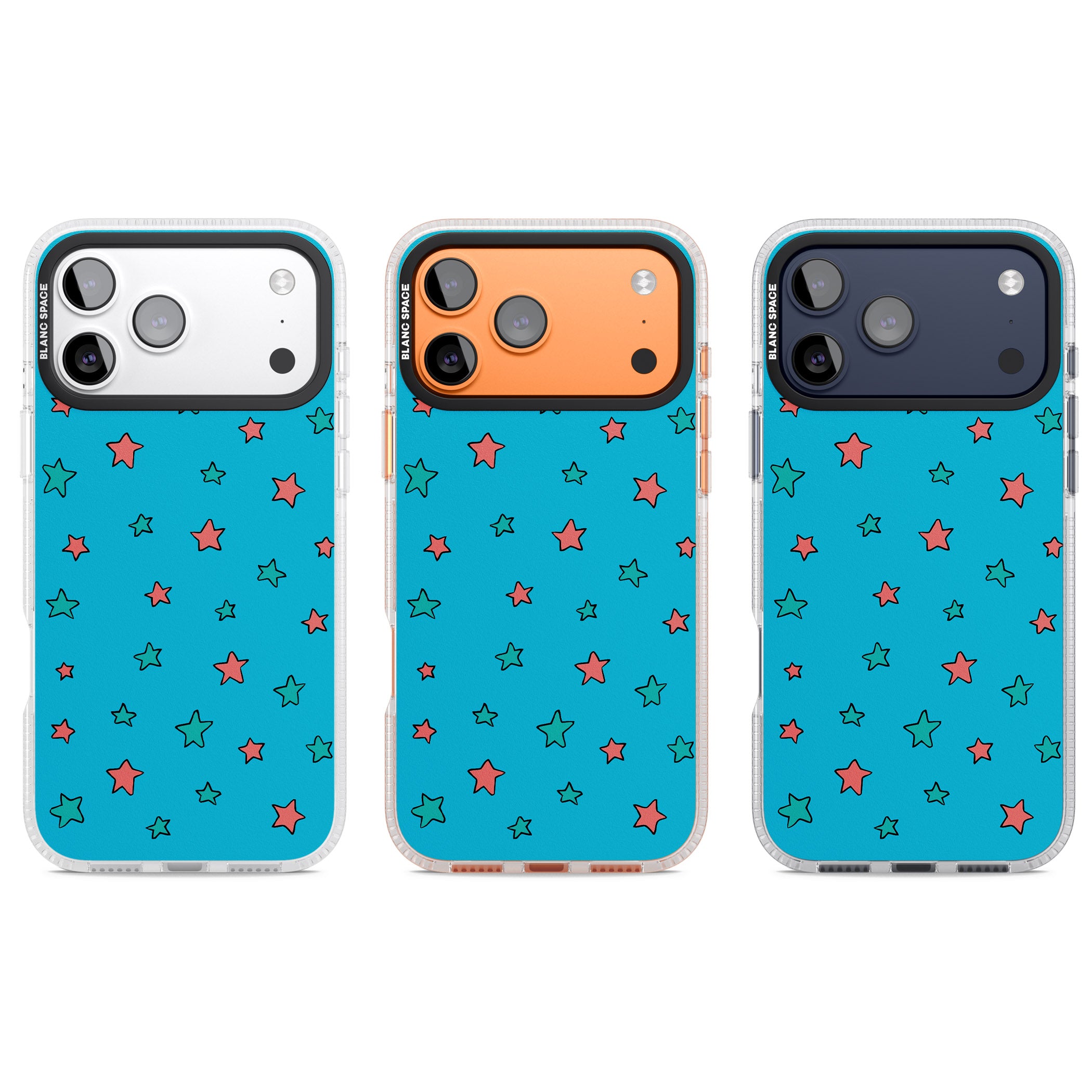 Blue Heartstopper Stars Pattern iPhone 17 Pro Impact Air Clear Phone Case APT Impact Protection