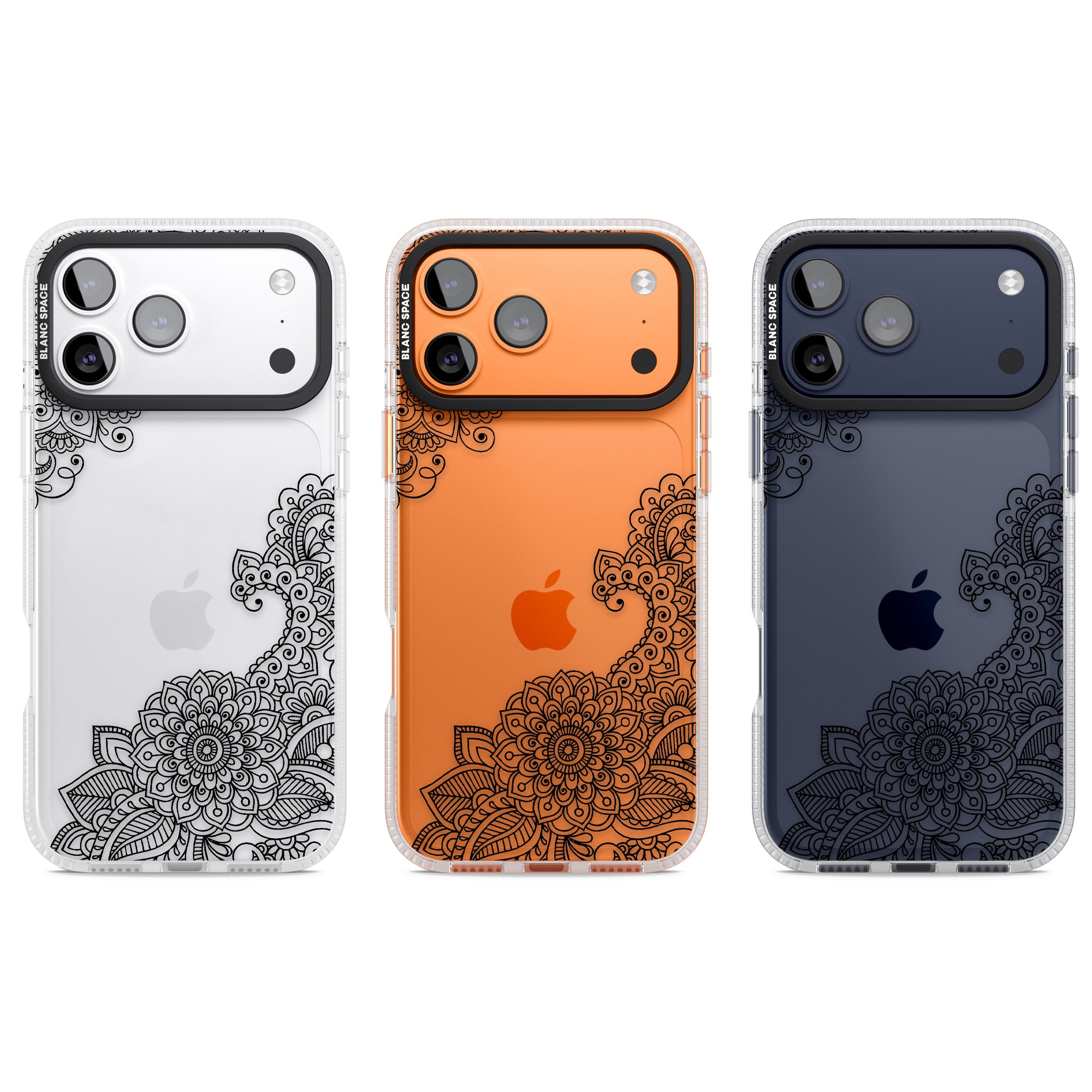 Black Henna Botanicals iPhone 17 Pro Impact Air Clear Phone Case APT Impact Protection